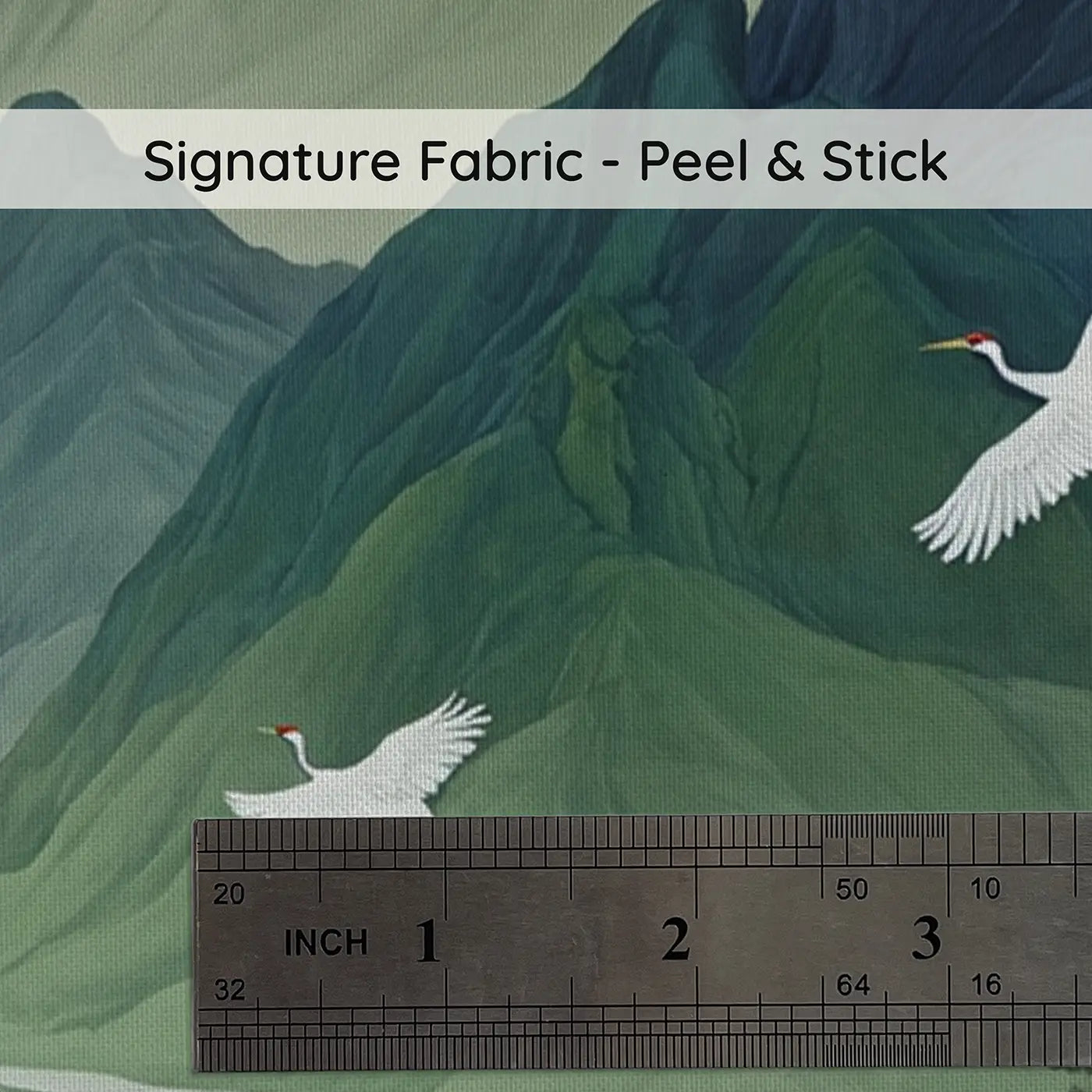 Fabric texture close-up of Misty Mountain Chinoiserie Wallpaper Mural by Whimsy Tots