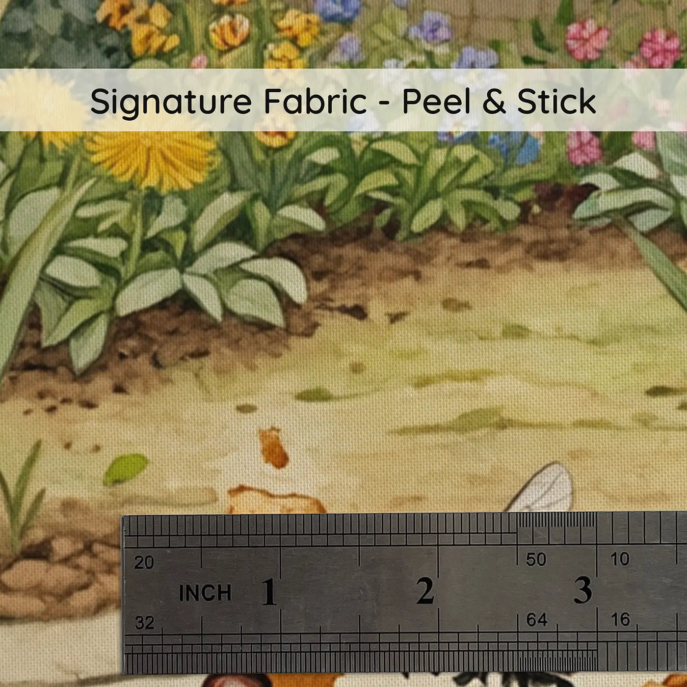 Fabric texture close-up of Ant and Bee Garden Picnic Wallpaper Mural by Whimsy Tots