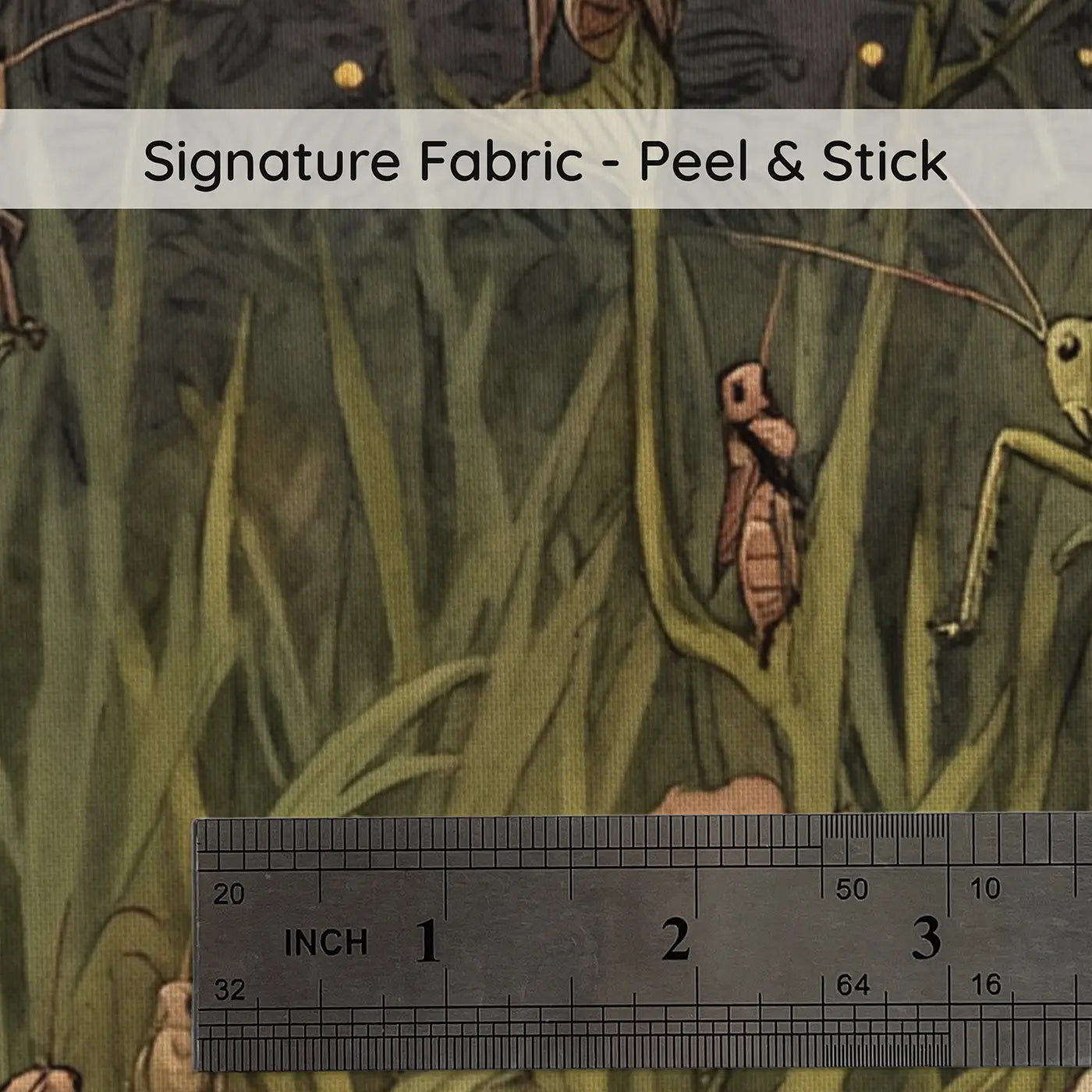 Fabric texture close-up of Cricket Evening Concert Garden Dusk Wallpaper Mural by Whimsy Tots
