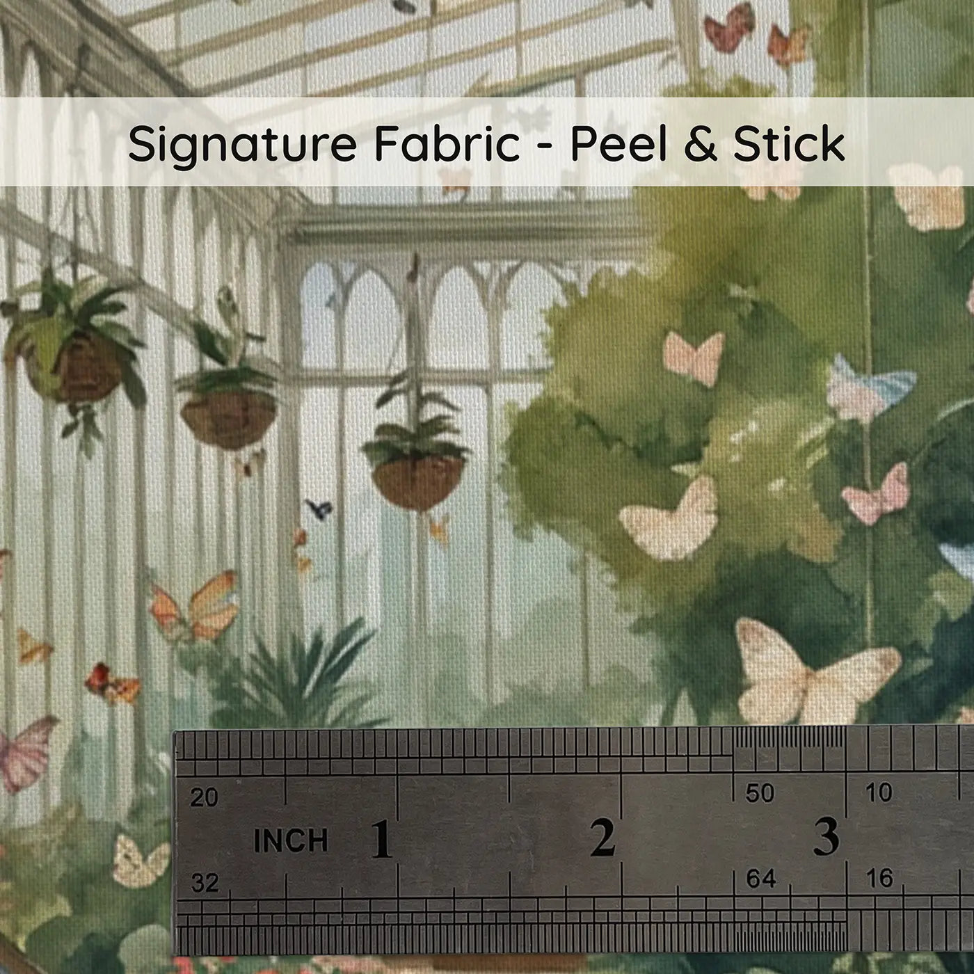 Fabric texture close-up of Victorian Butterfly Conservatory Wallpaper Mural by Whimsy Tots