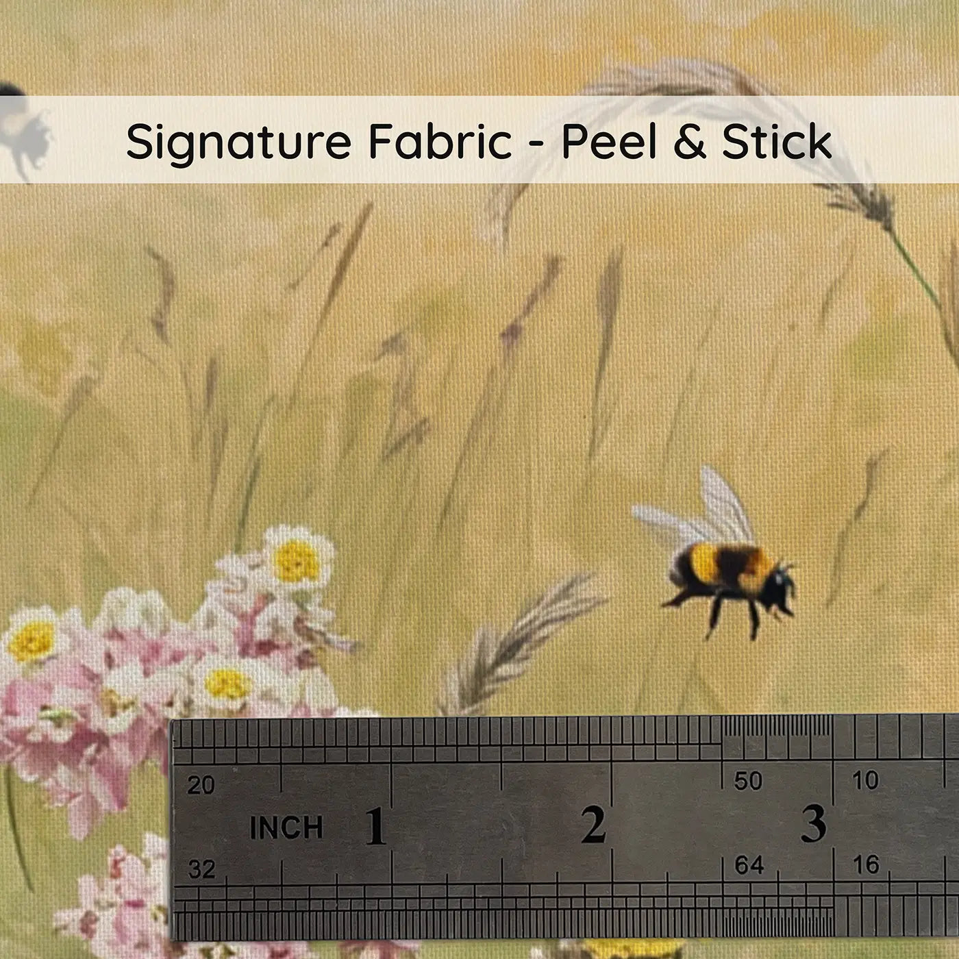 Fabric texture close-up of Prairie Wildflower Garden Wallpaper Mural by Whimsy Tots