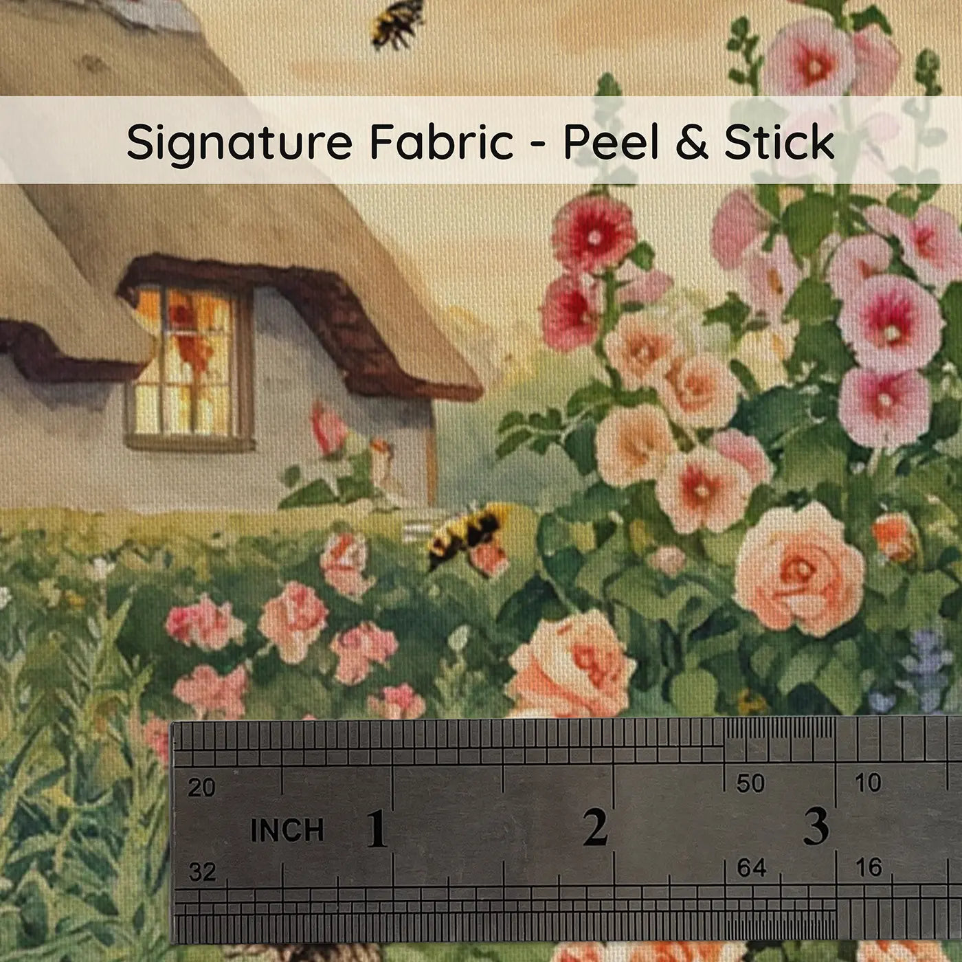 Fabric texture close-up of English Garden Border Wallpaper Mural by Whimsy Tots