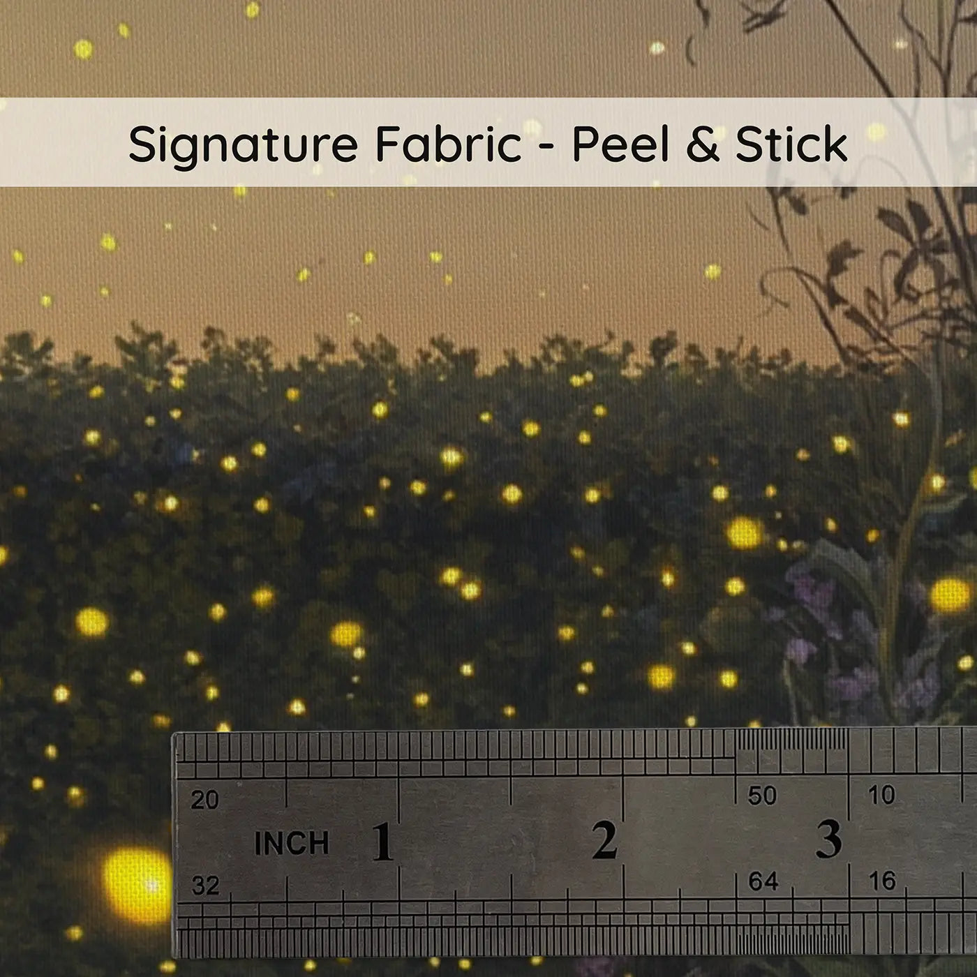 Fabric texture close-up of Firefly and Cricket Dusk Concert Wallpaper Mural by Whimsy Tots