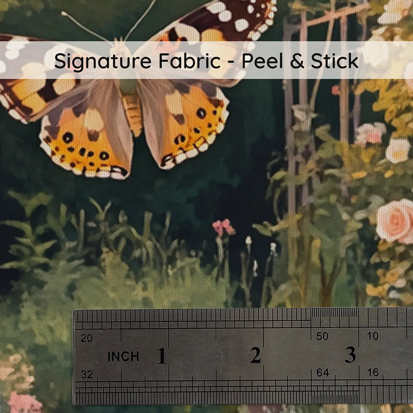 Fabric texture close-up of Painted Lady Butterfly Thistle Wallpaper Mural by Whimsy Tots