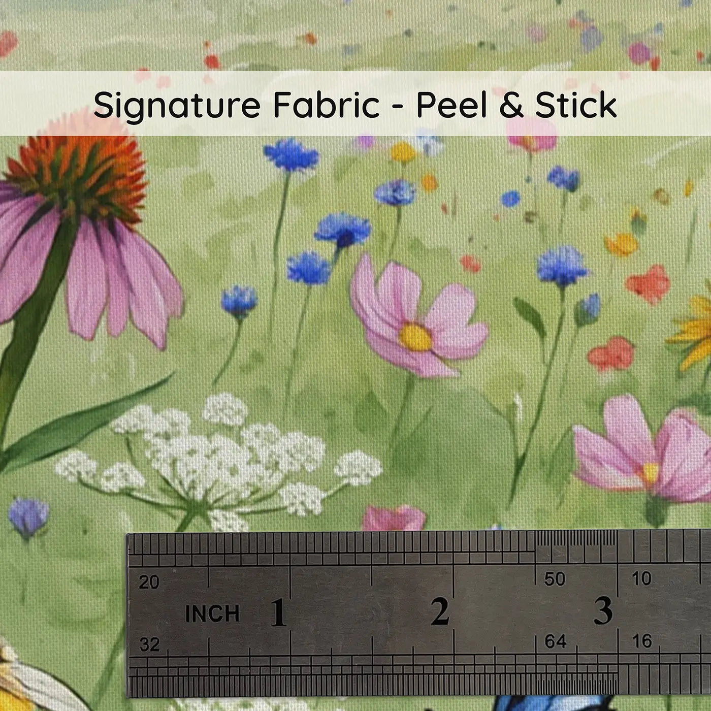 Fabric texture close-up of Butterfly Bee Meadow Wallpaper Mural by Whimsy Tots