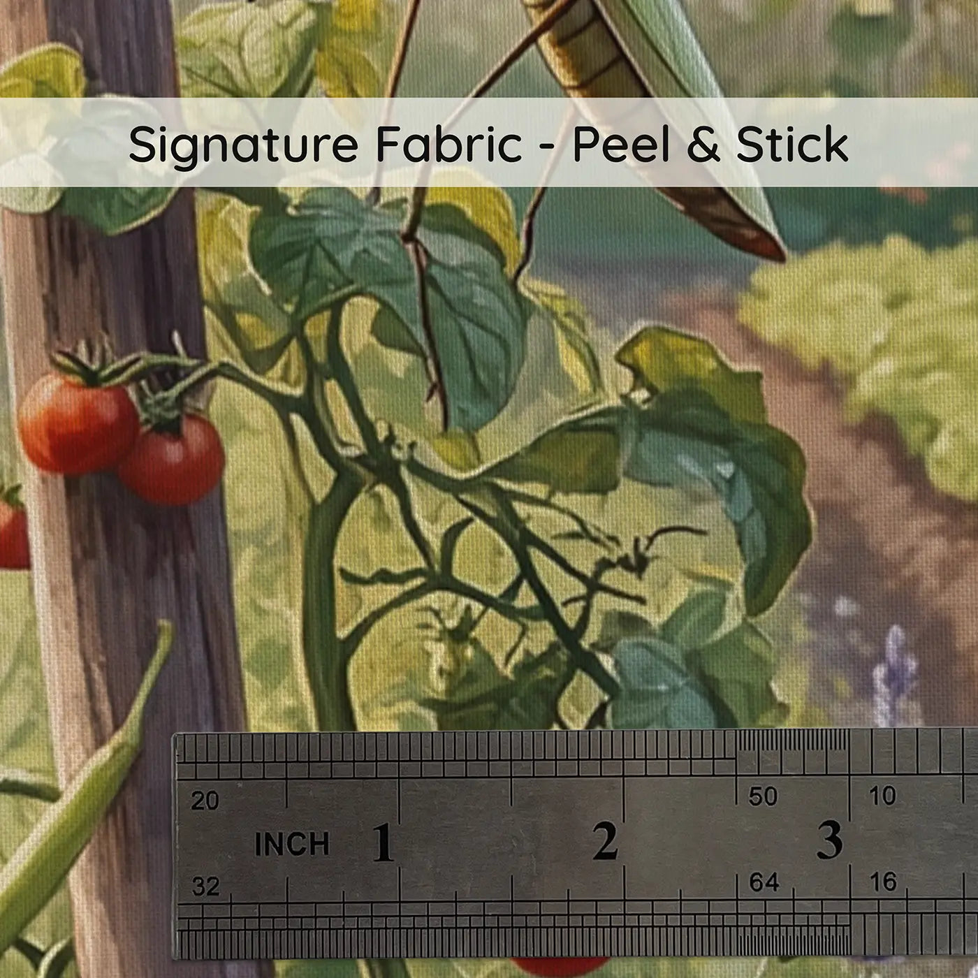Fabric texture close-up of Praying Mantis Garden Watch Wallpaper Mural by Whimsy Tots