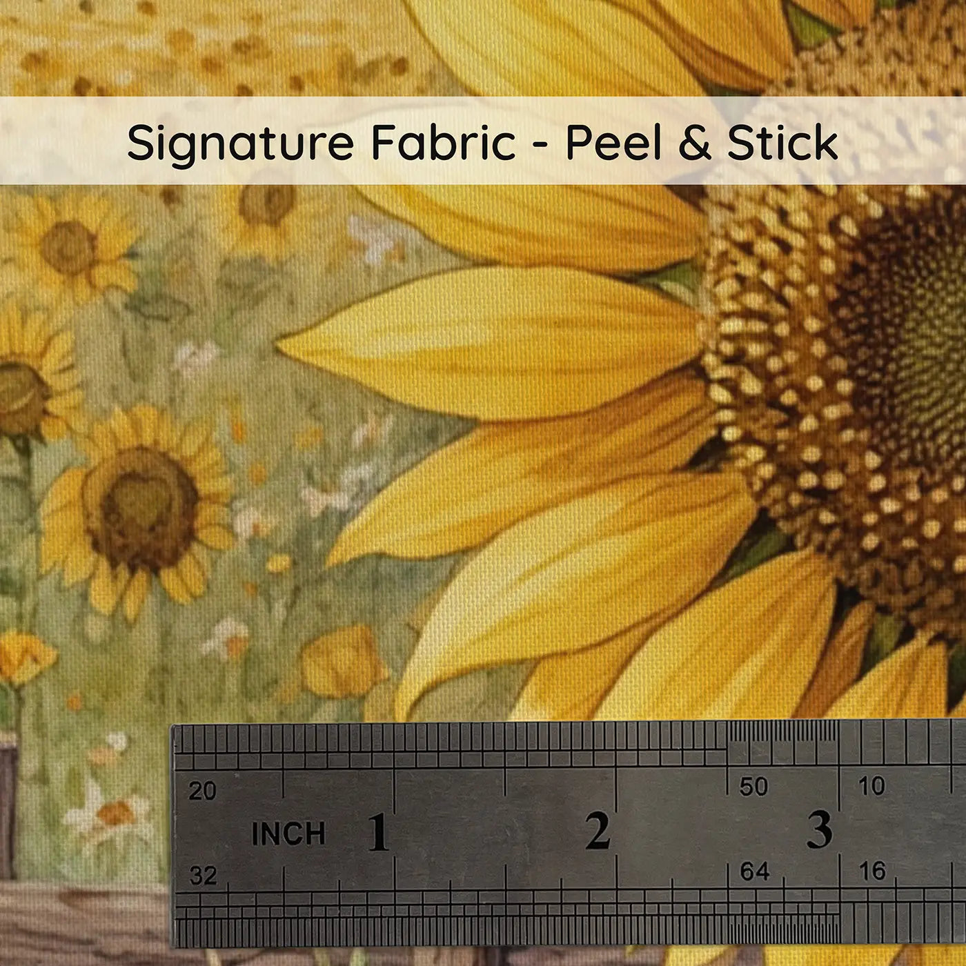 Fabric texture close-up of Sunflower Grasshopper Perch Wallpaper Mural by Whimsy Tots