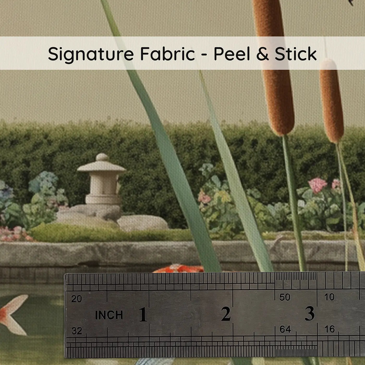 Fabric texture close-up of Garden Pond Insect World Wallpaper Mural by Whimsy Tots