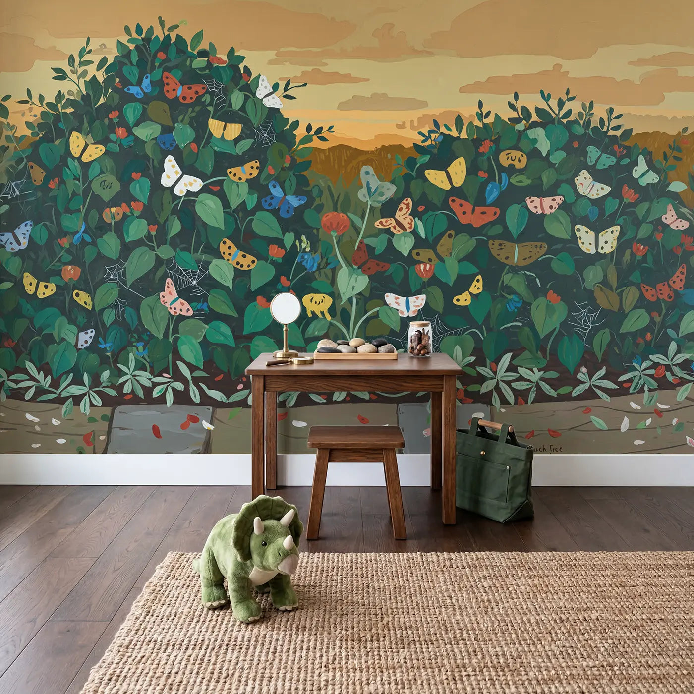 Multiple Butterfly Species Butterfly Wallpaper Mural in playroom setting by Whimsy Tots