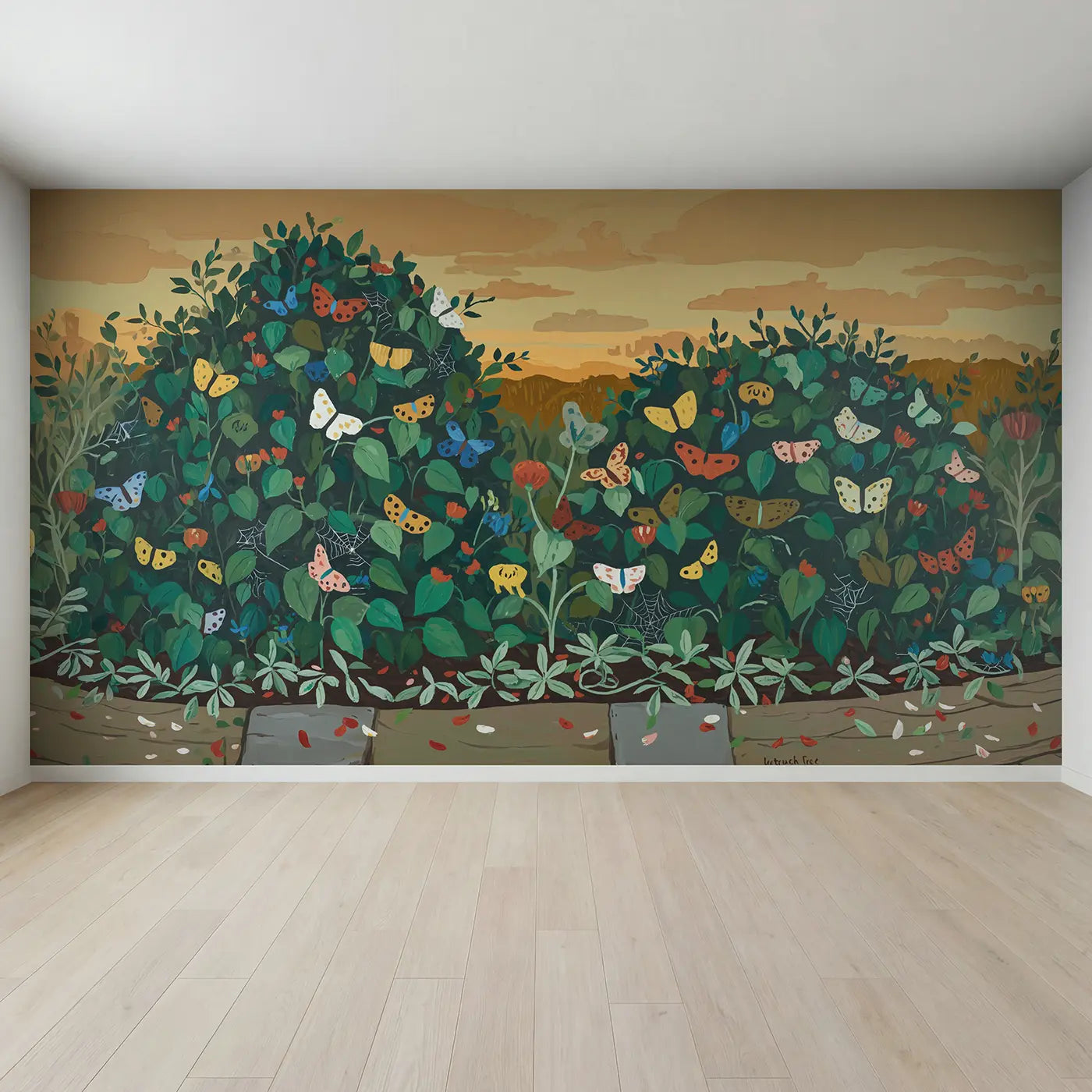 Full view of Multiple Butterfly Species Butterfly Wallpaper Mural by Whimsy Tots