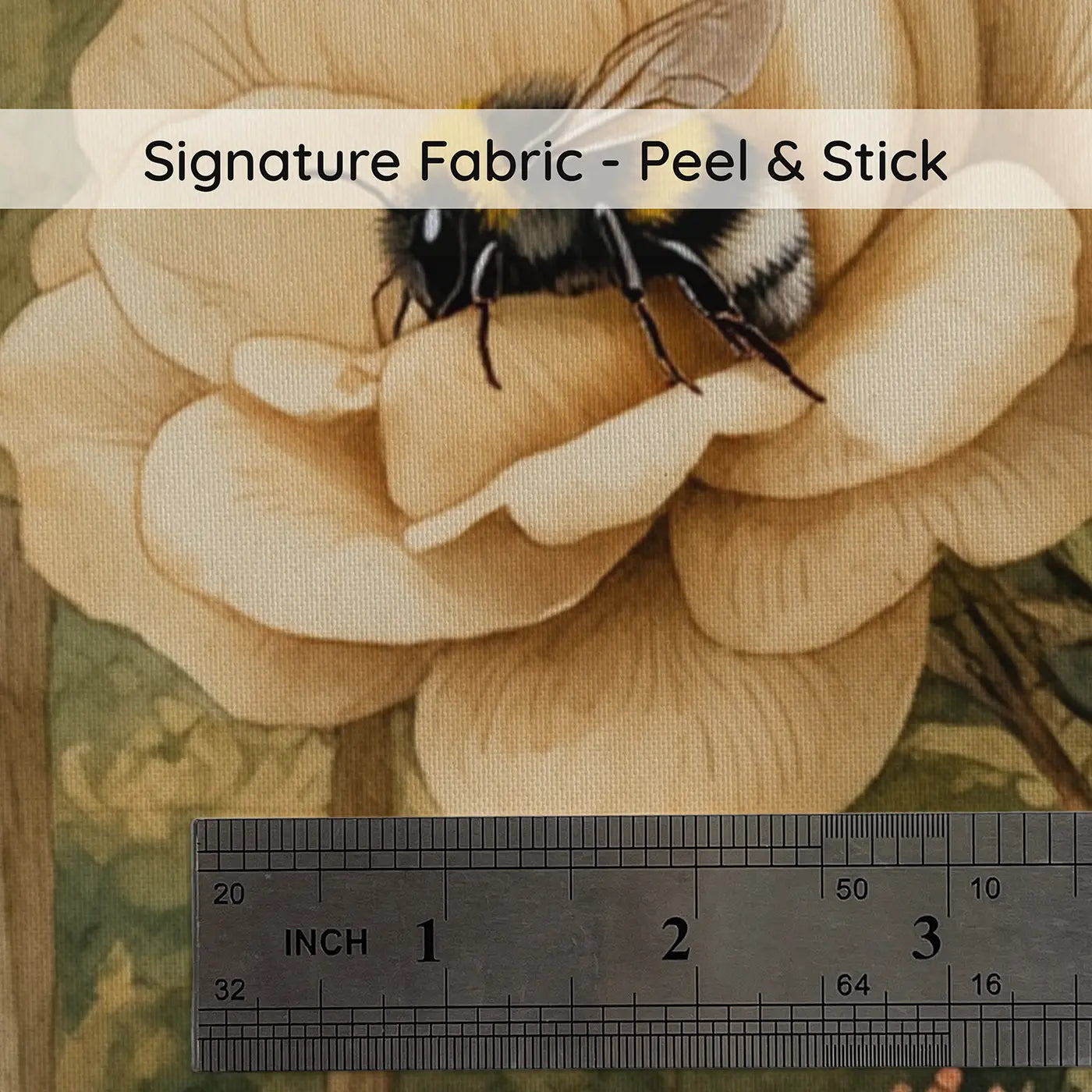 Fabric texture close-up of Bumblebee Sleeping Flower Head Wallpaper Mural by Whimsy Tots