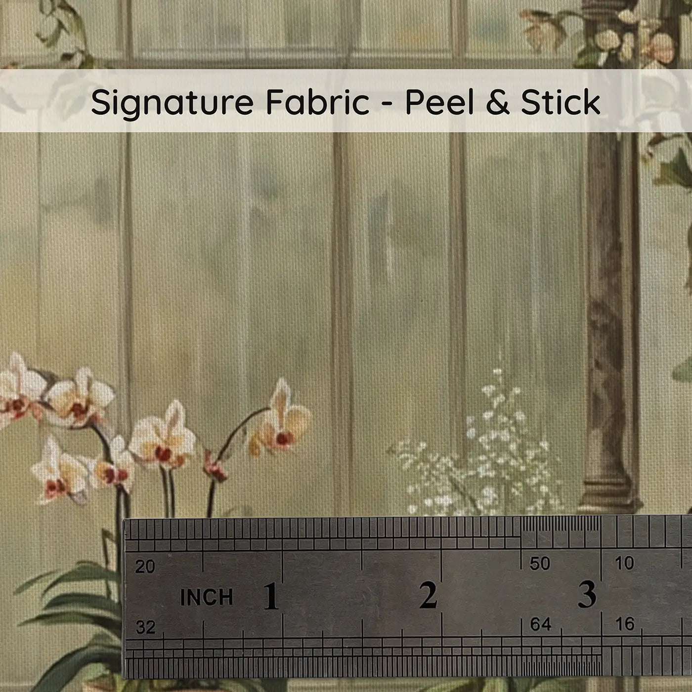 Fabric texture close-up of Butterfly Greenhouse Nursery Wallpaper Mural by Whimsy Tots