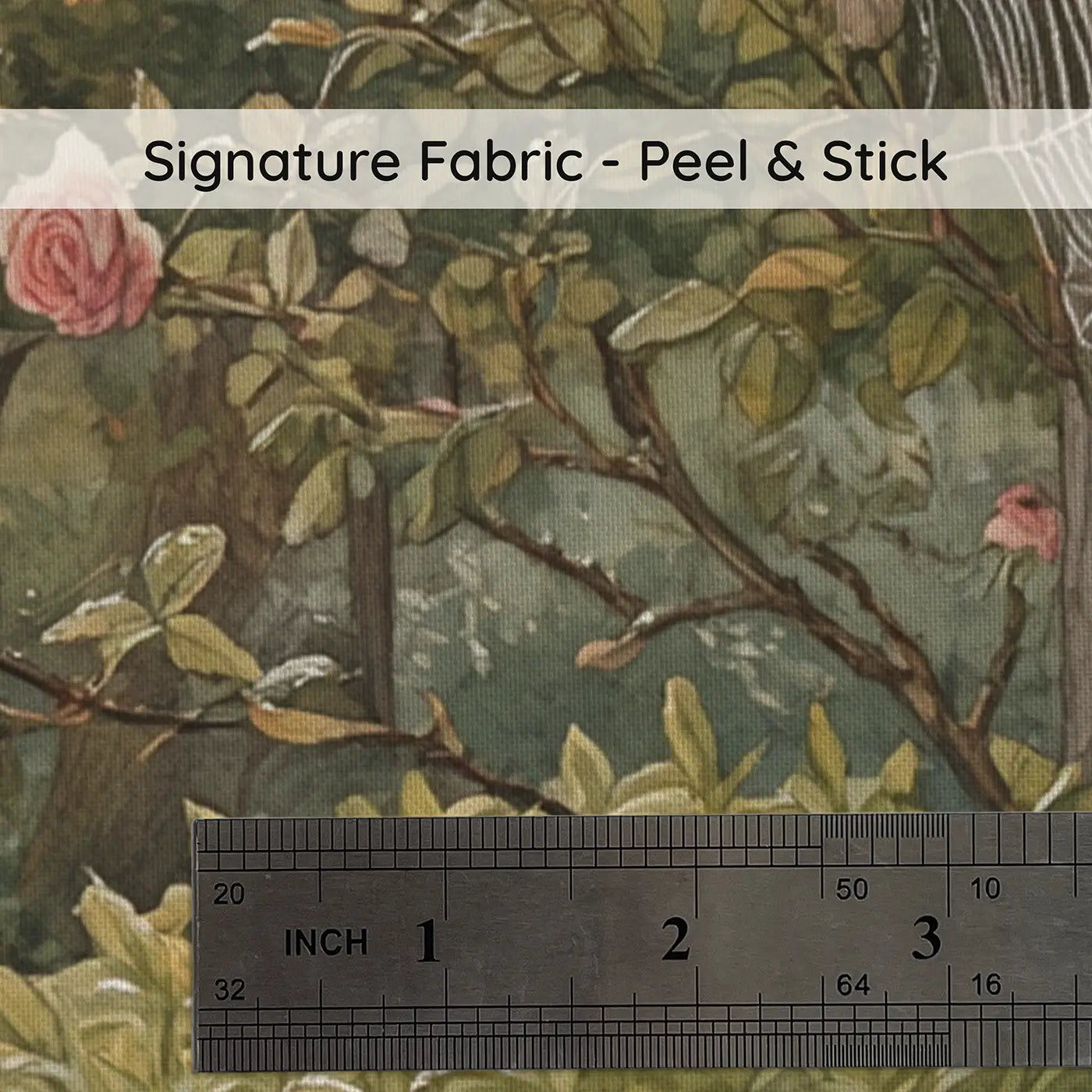 Fabric texture close-up of Spider Web Rose Stems Wallpaper Mural by Whimsy Tots