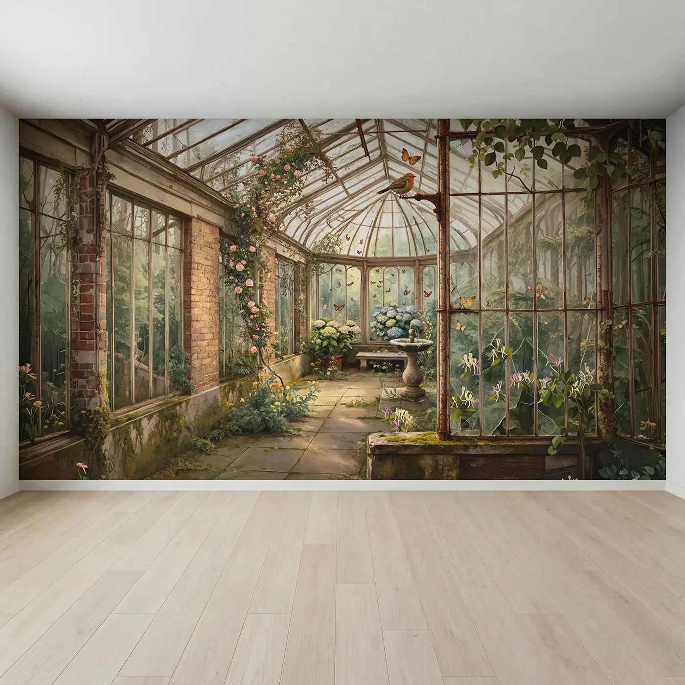 Full view of Abandoned Greenhouse Garden Wallpaper Mural by Whimsy Tots