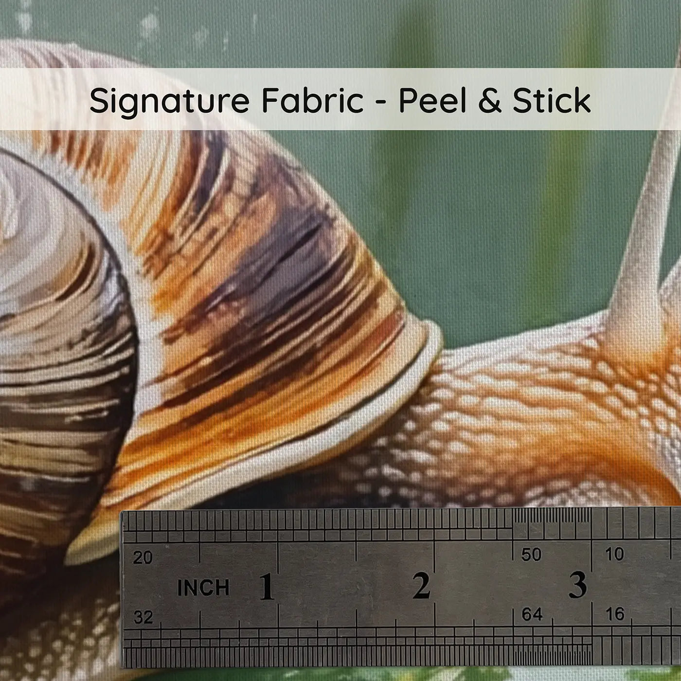 Fabric texture close-up of Garden Snail Rain Trail Wallpaper Mural by Whimsy Tots