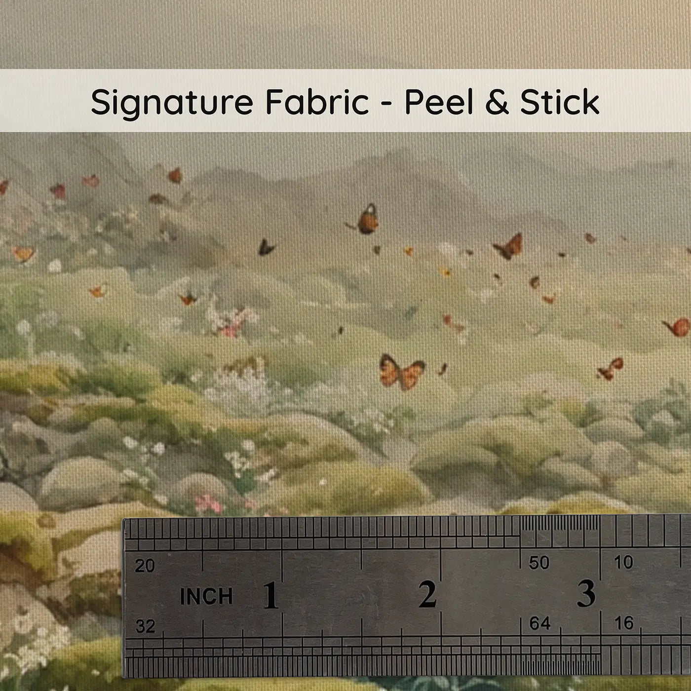 Fabric texture close-up of Alpine Rock Garden Mountain Wallpaper Mural by Whimsy Tots