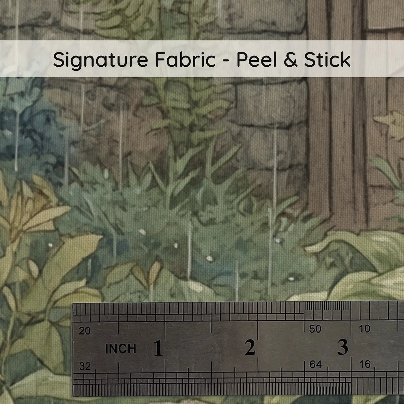 Fabric texture close-up of Rainy Garden Snail Stone Wallpaper Mural by Whimsy Tots