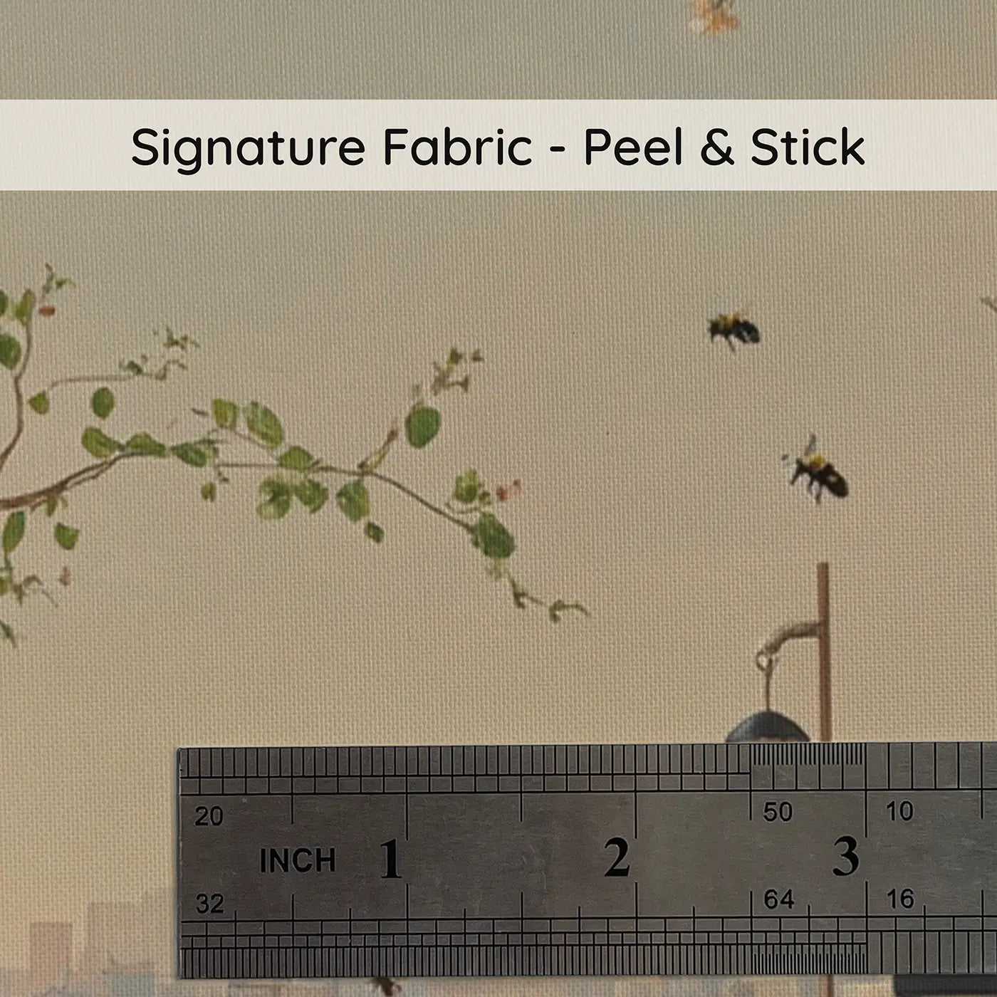 Fabric texture close-up of Rooftop Wildflower Garden City Wallpaper Mural by Whimsy Tots