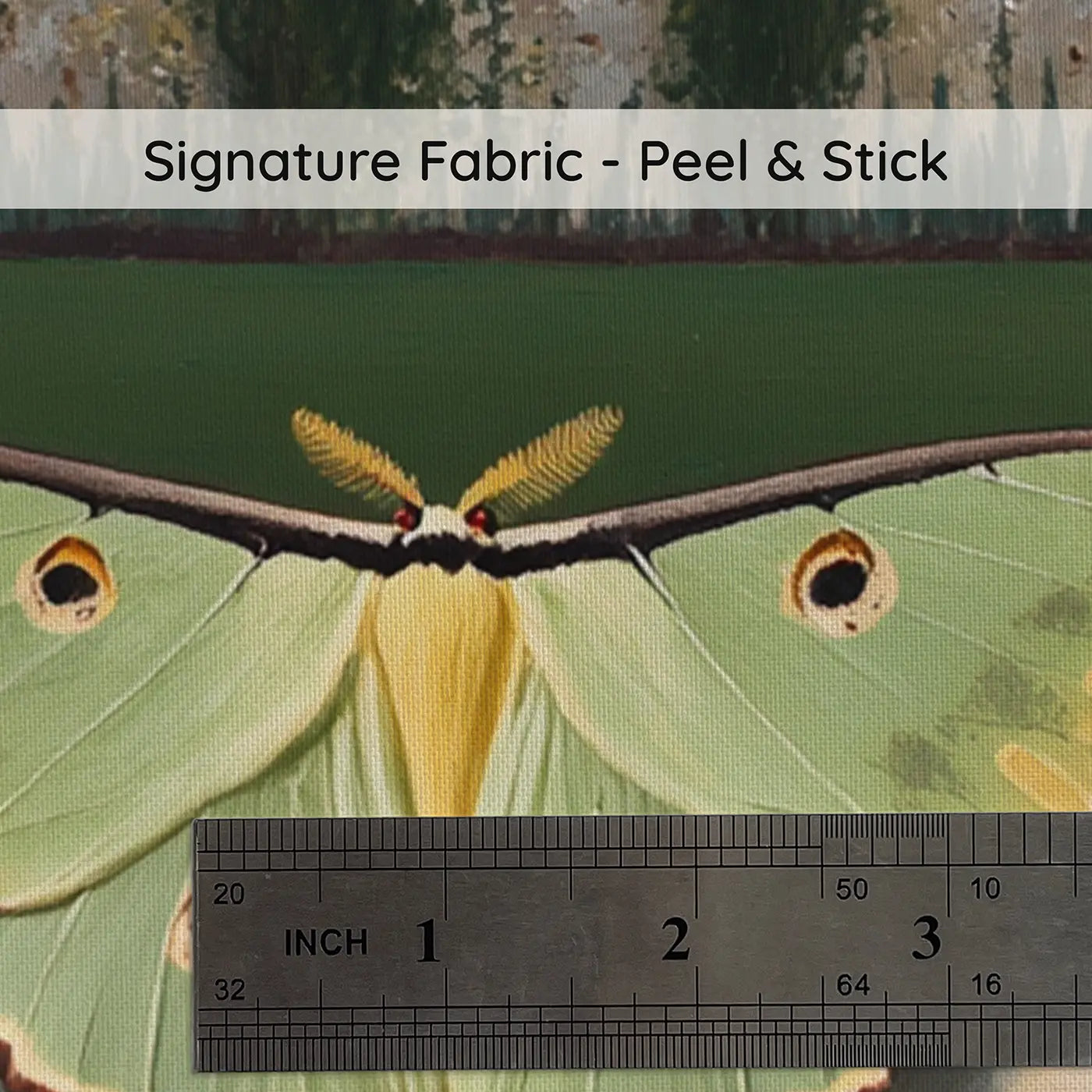 Fabric texture close-up of Luna Moth Garden Wall Wallpaper Mural by Whimsy Tots