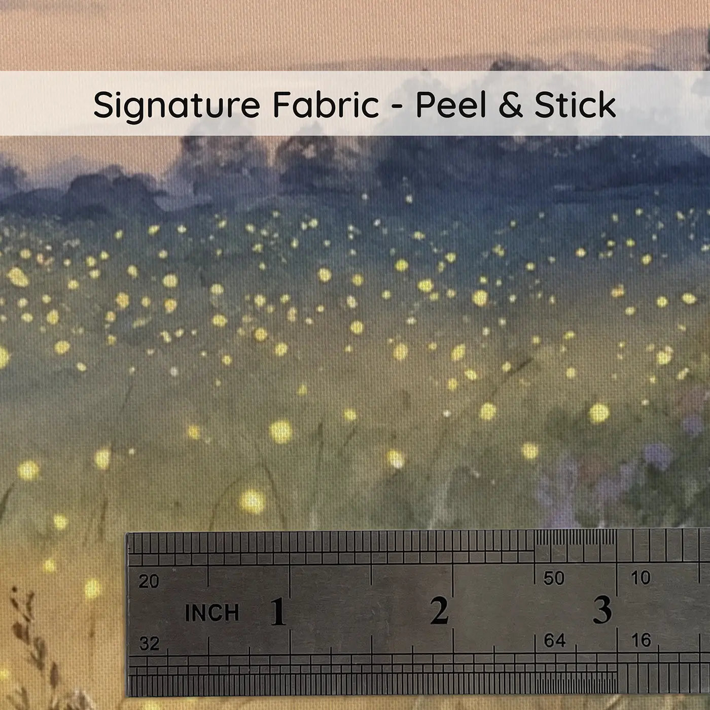 Fabric texture close-up of Twilight Firefly Meadow Wallpaper Mural by Whimsy Tots