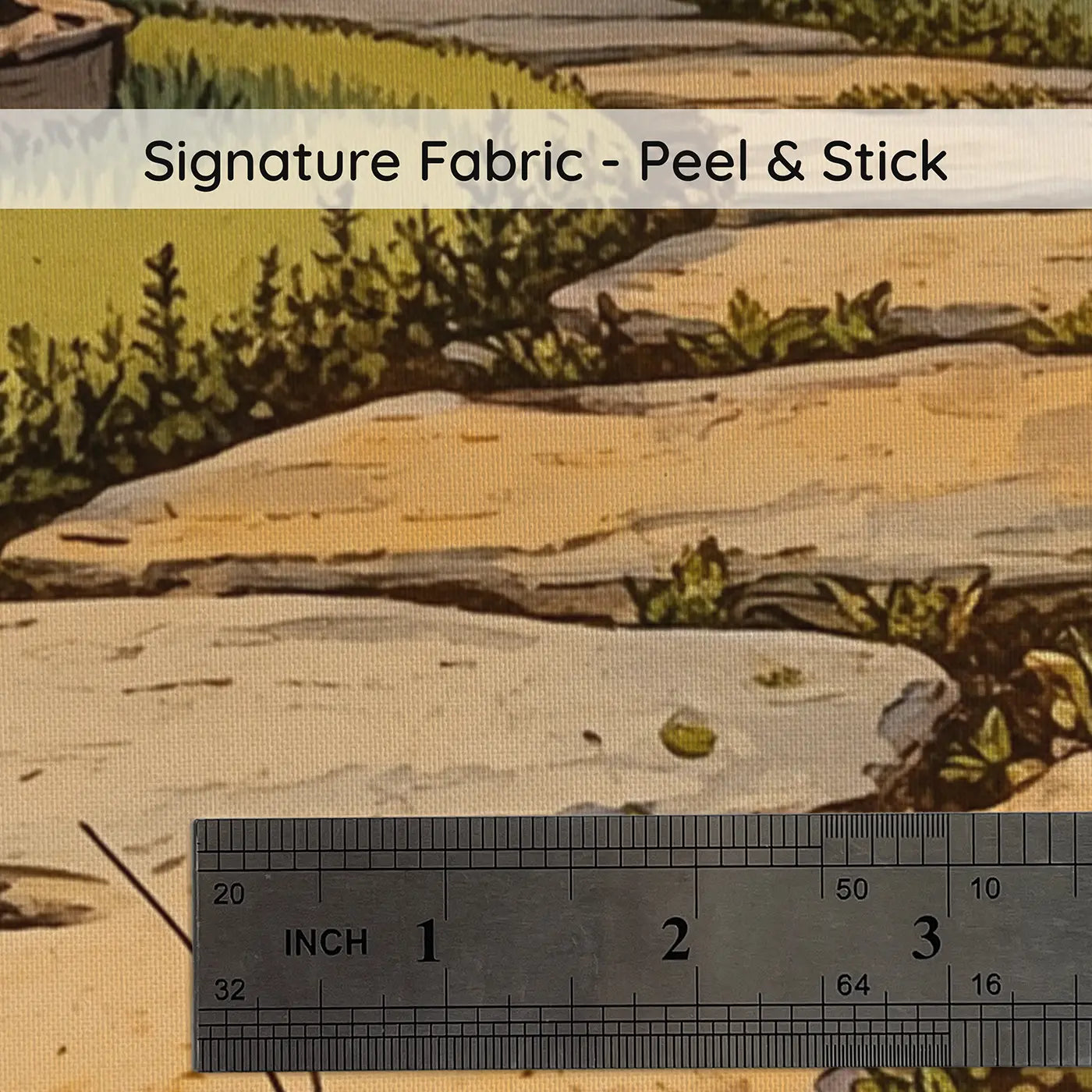 Fabric texture close-up of Twilight Cricket Garden Path Wallpaper Mural by Whimsy Tots