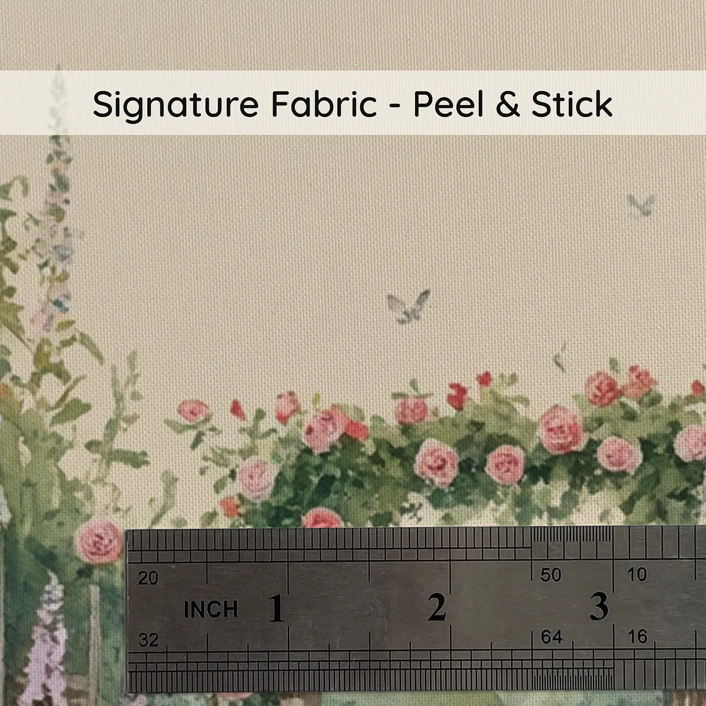 Fabric texture close-up of Summer Garden Path Wallpaper Mural by Whimsy Tots