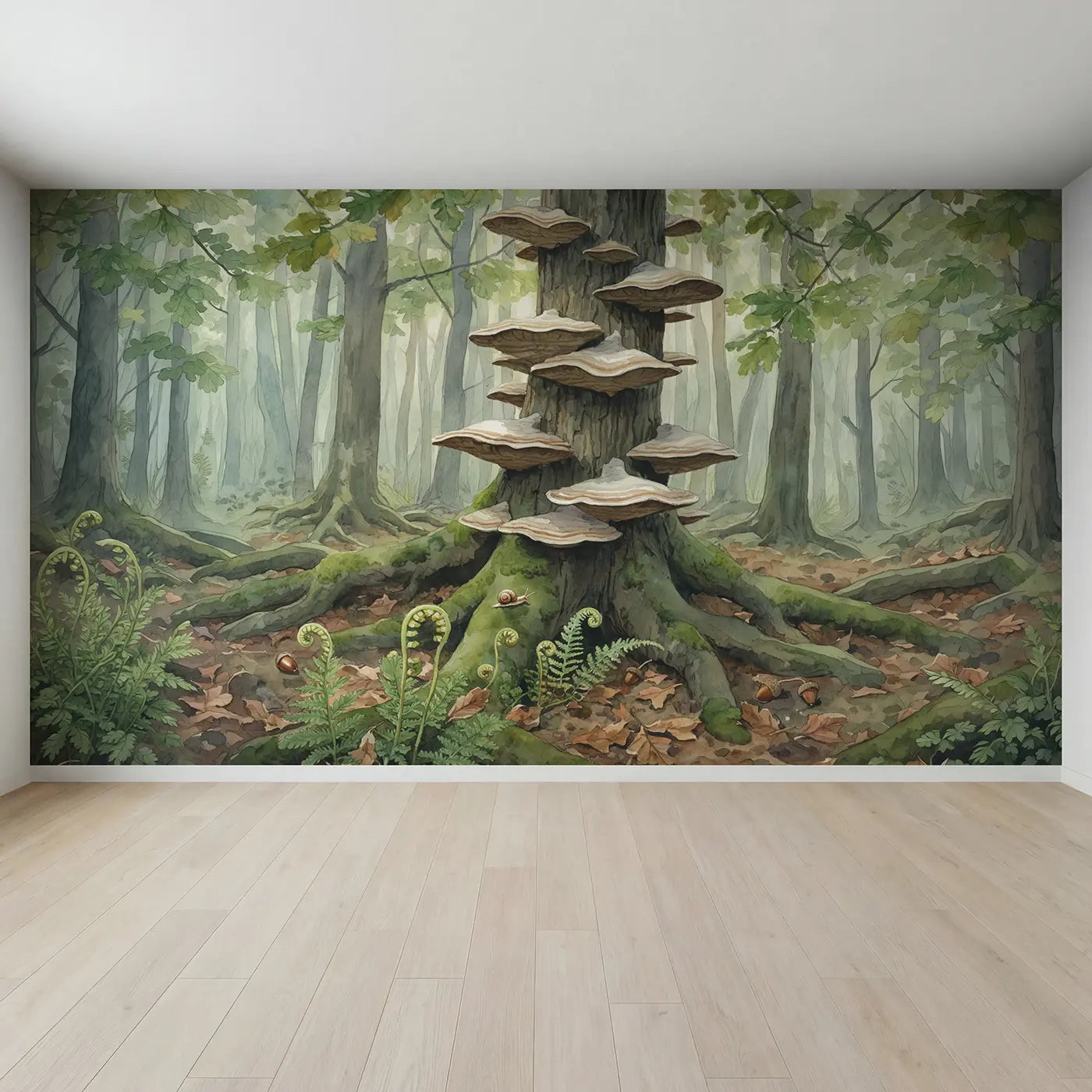 Full view of Enchanted Tree Staircase Wallpaper Mural by Whimsy Tots