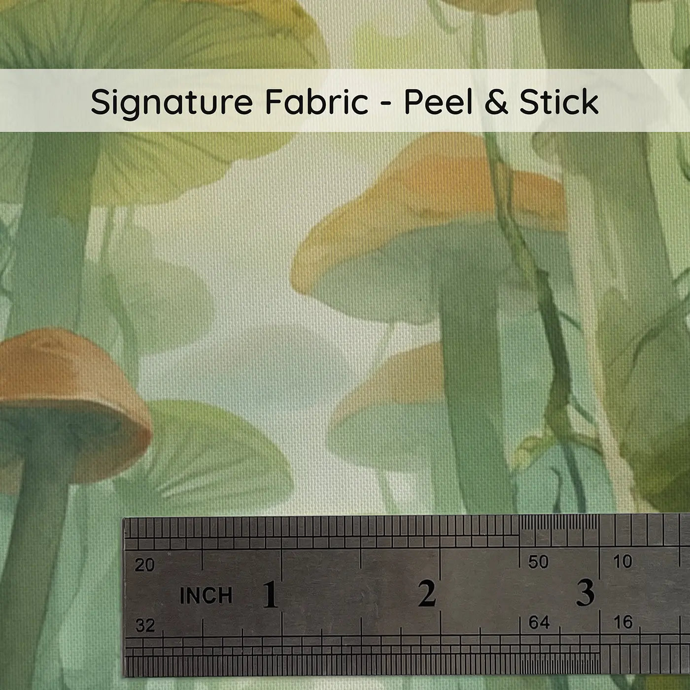 Fabric texture close-up of Mushroom Canopy Forest Wallpaper Mural by Whimsy Tots