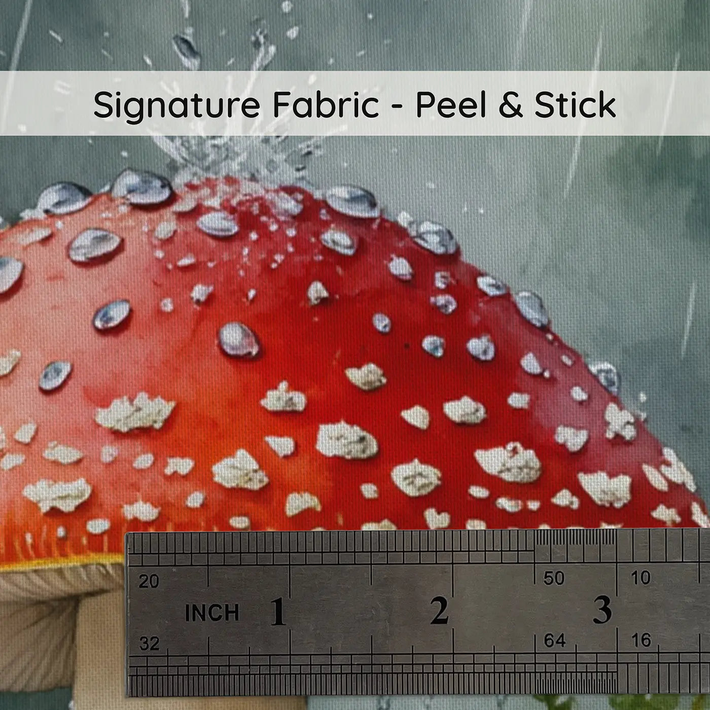 Fabric texture close-up of Rainy Toadstool Snail Woodland Wallpaper Mural by Whimsy Tots