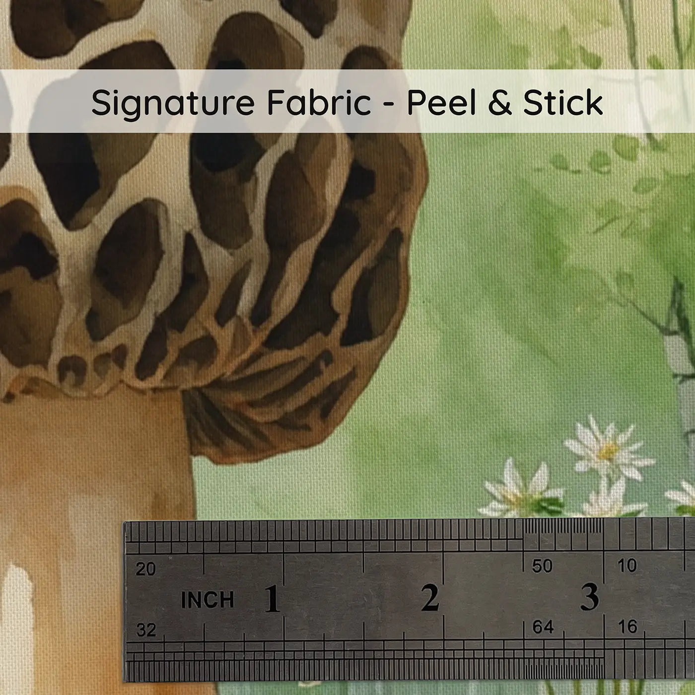Fabric texture close-up of Giant Morel Mushroom Spring Forest Wallpaper Mural by Whimsy Tots