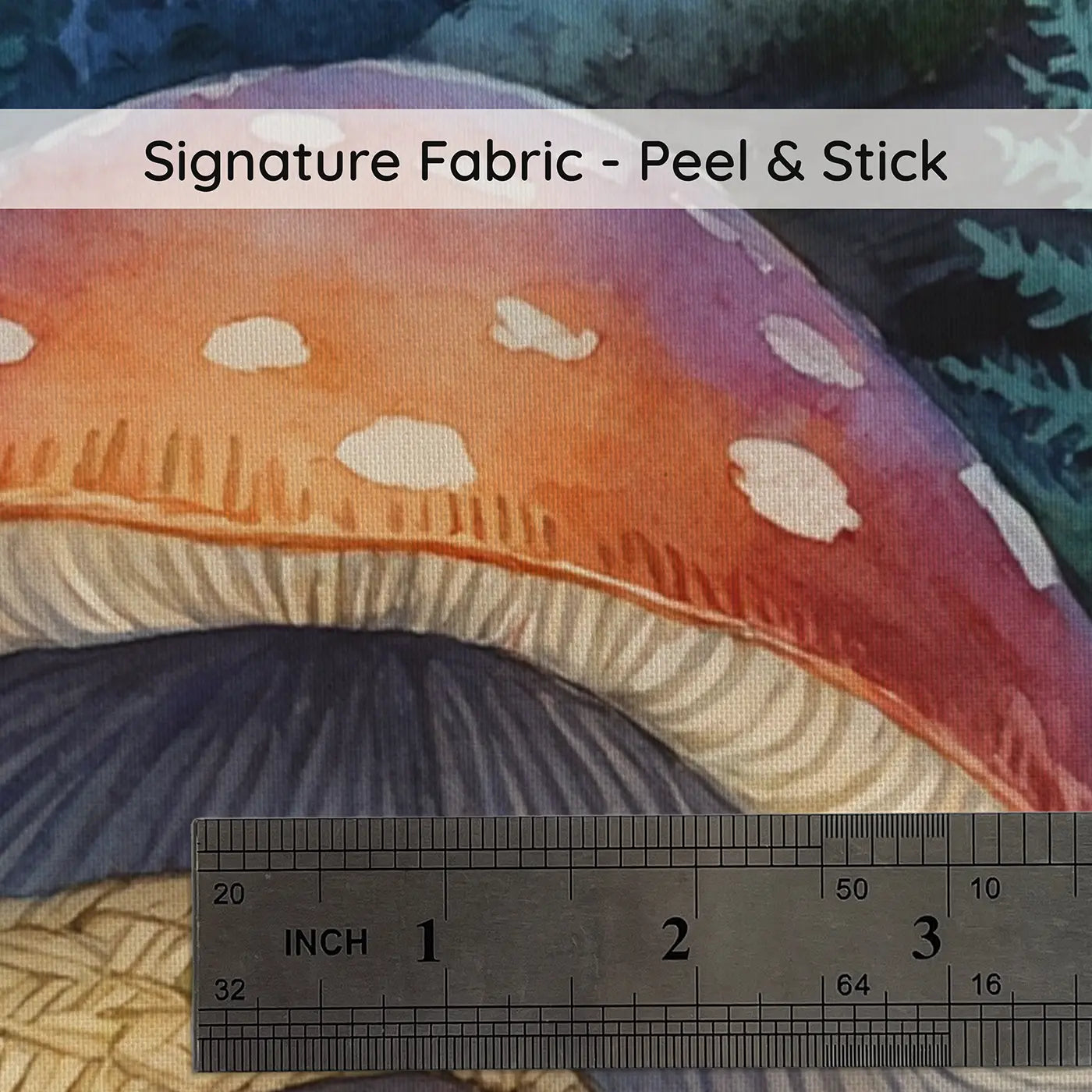 Fabric texture close-up of Sleeping Mouse Mushroom Cap Bed Wallpaper Mural by Whimsy Tots