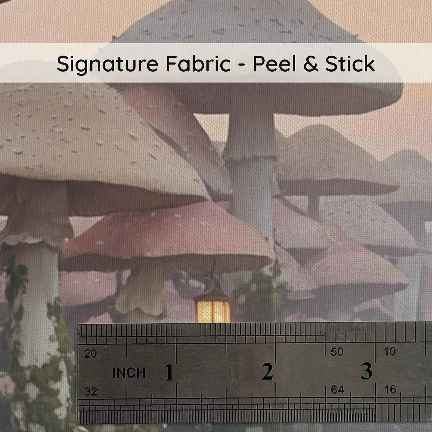 Fabric texture close-up of Twilight Mushroom Grove Wallpaper Mural by Whimsy Tots