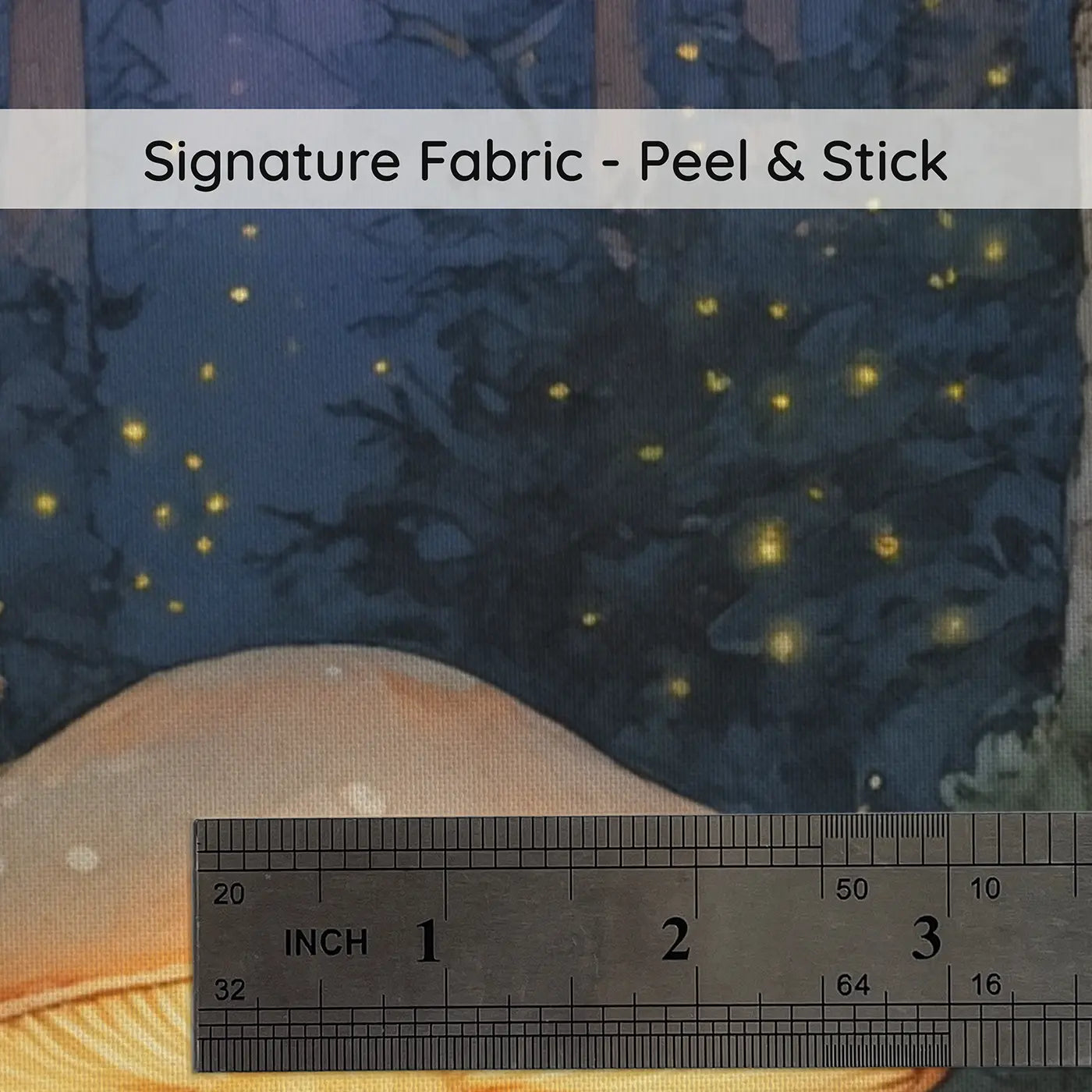 Fabric texture close-up of Twilight Mushroom Lantern Wallpaper Mural by Whimsy Tots