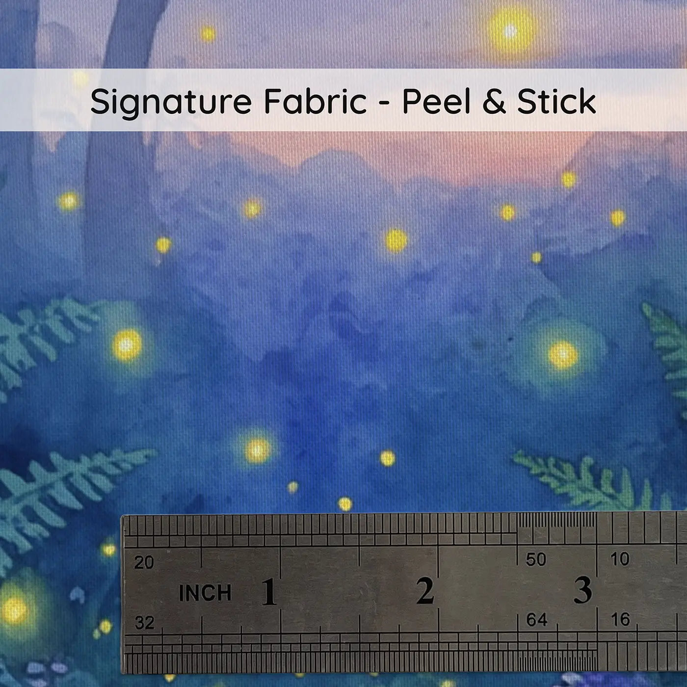 Fabric texture close-up of Firefly Jar Evening Wallpaper Mural by Whimsy Tots