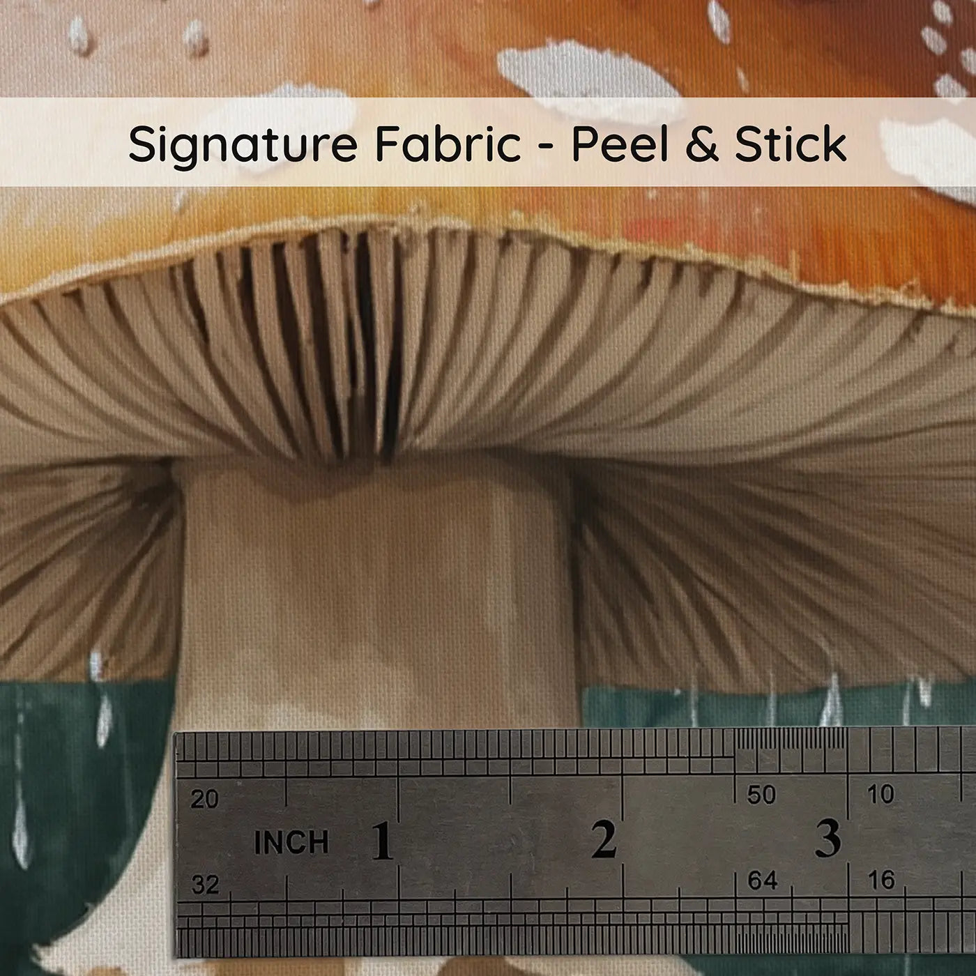 Fabric texture close-up of Mouse Under Mushroom Umbrella Wallpaper Mural by Whimsy Tots