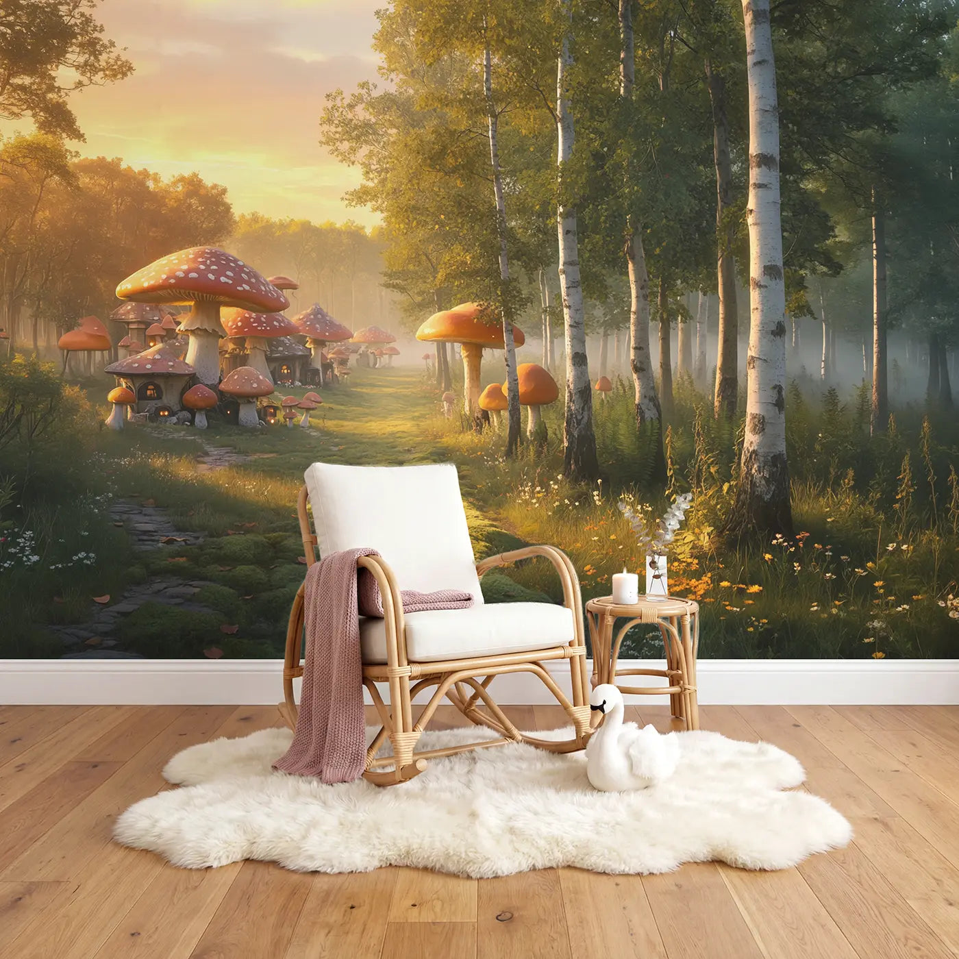 Two Forests Meeting Wallpaper Mural in playroom setting by Whimsy Tots