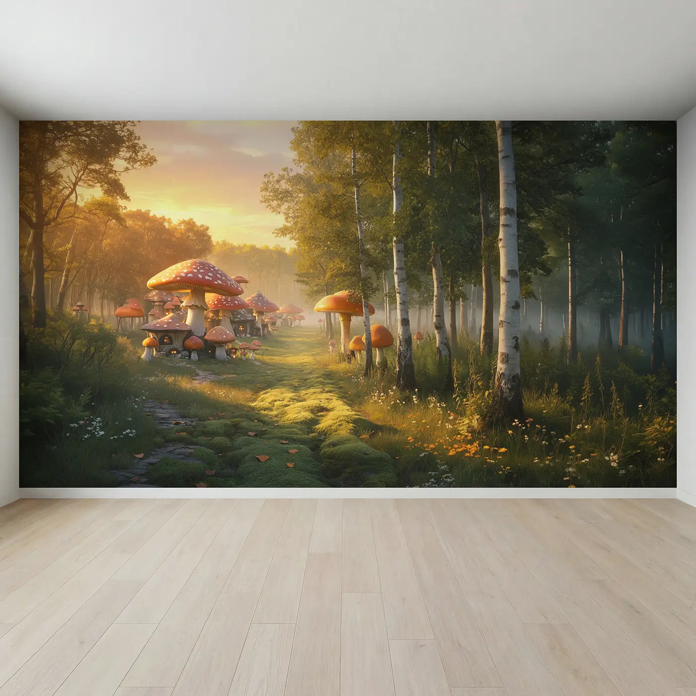 Full view of Two Forests Meeting Wallpaper Mural by Whimsy Tots