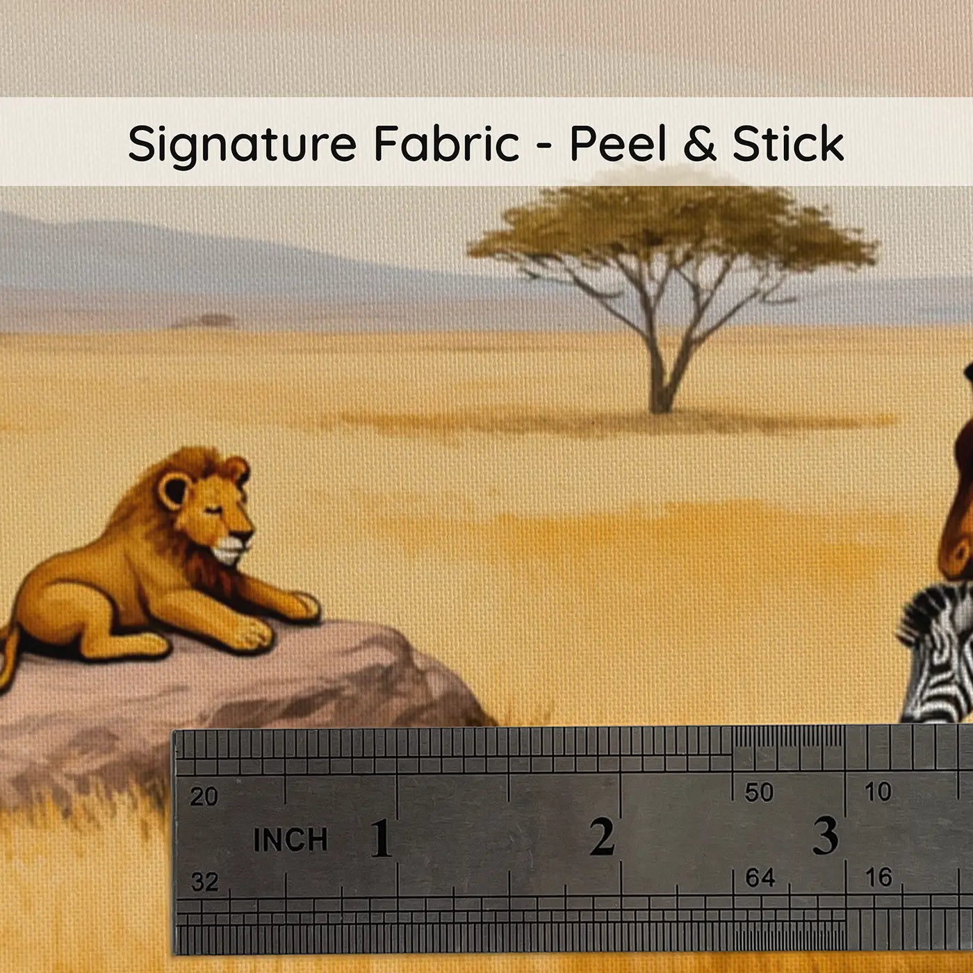 Fabric texture close-up of Gentle Safari Parade Wallpaper Mural by Whimsy Tots
