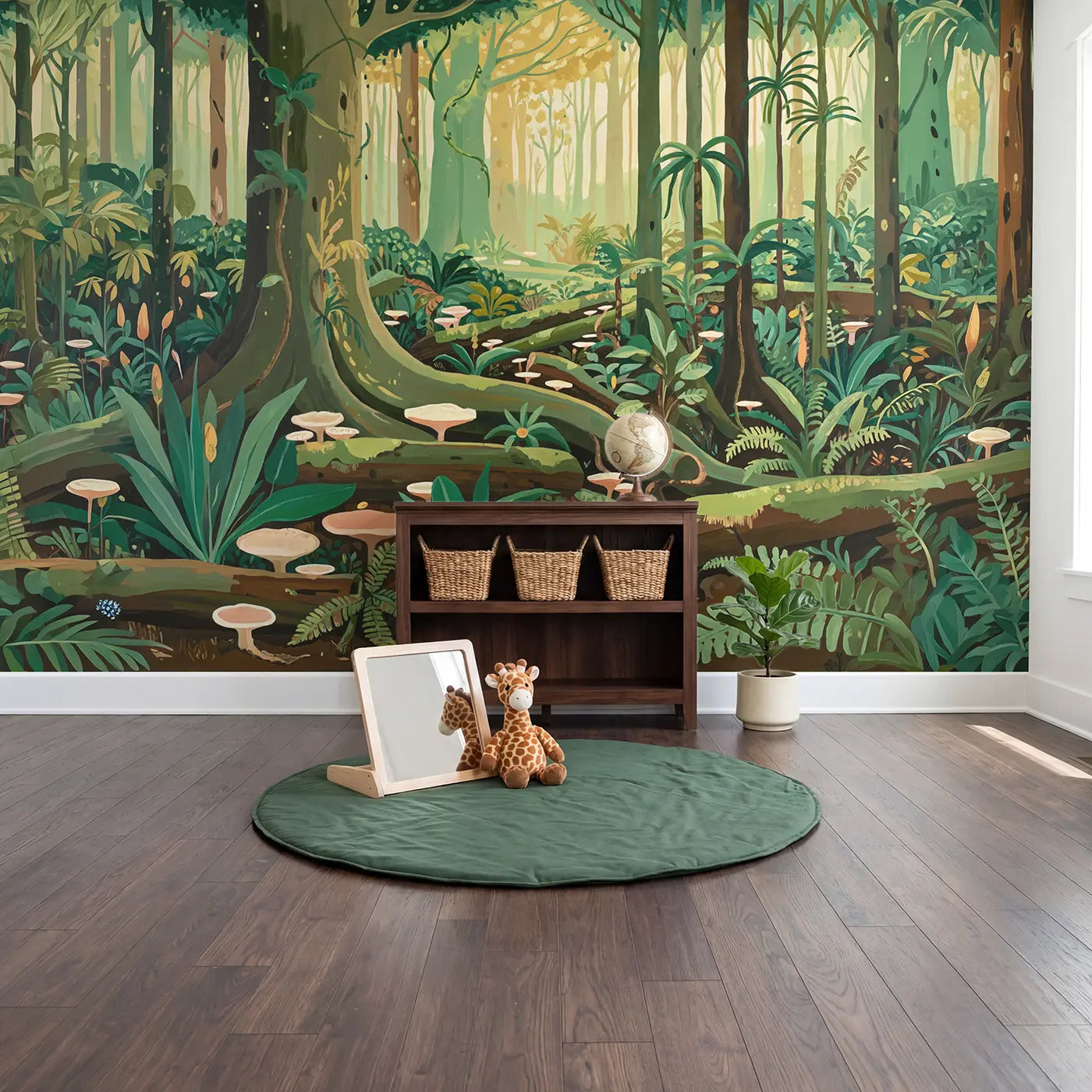Jungle Floor Cathedral Wallpaper Mural in playroom setting by Whimsy Tots