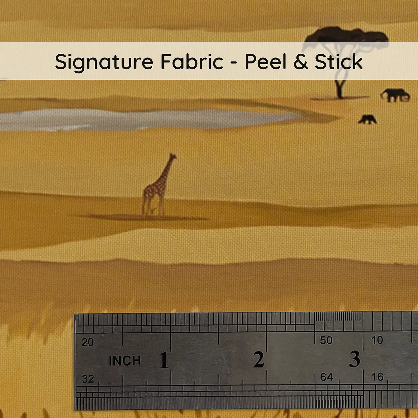 Fabric texture close-up of Golden Savanna Horizon Wallpaper Mural by Whimsy Tots