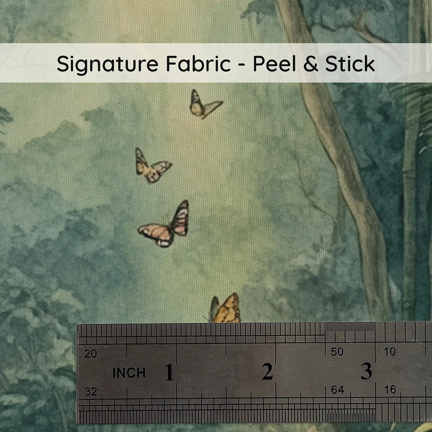 Fabric texture close-up of Jungle Light Cathedral Wallpaper Mural by Whimsy Tots