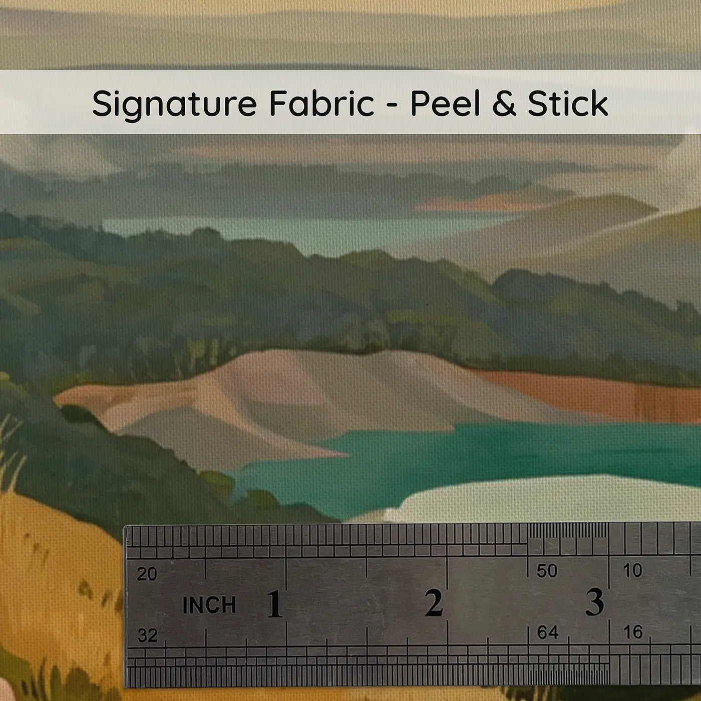 Fabric texture close-up of Volcanic Crater Lake Surrounded Wallpaper Mural by Whimsy Tots