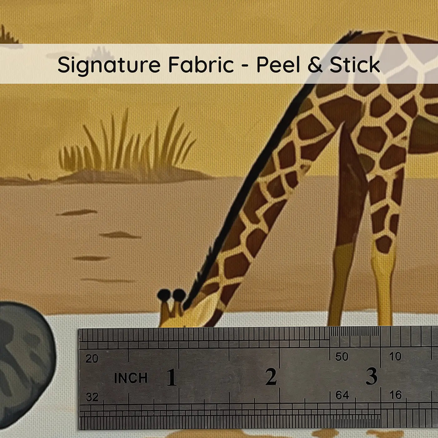 Fabric texture close-up of Watering Hole First Visit Wallpaper Mural by Whimsy Tots