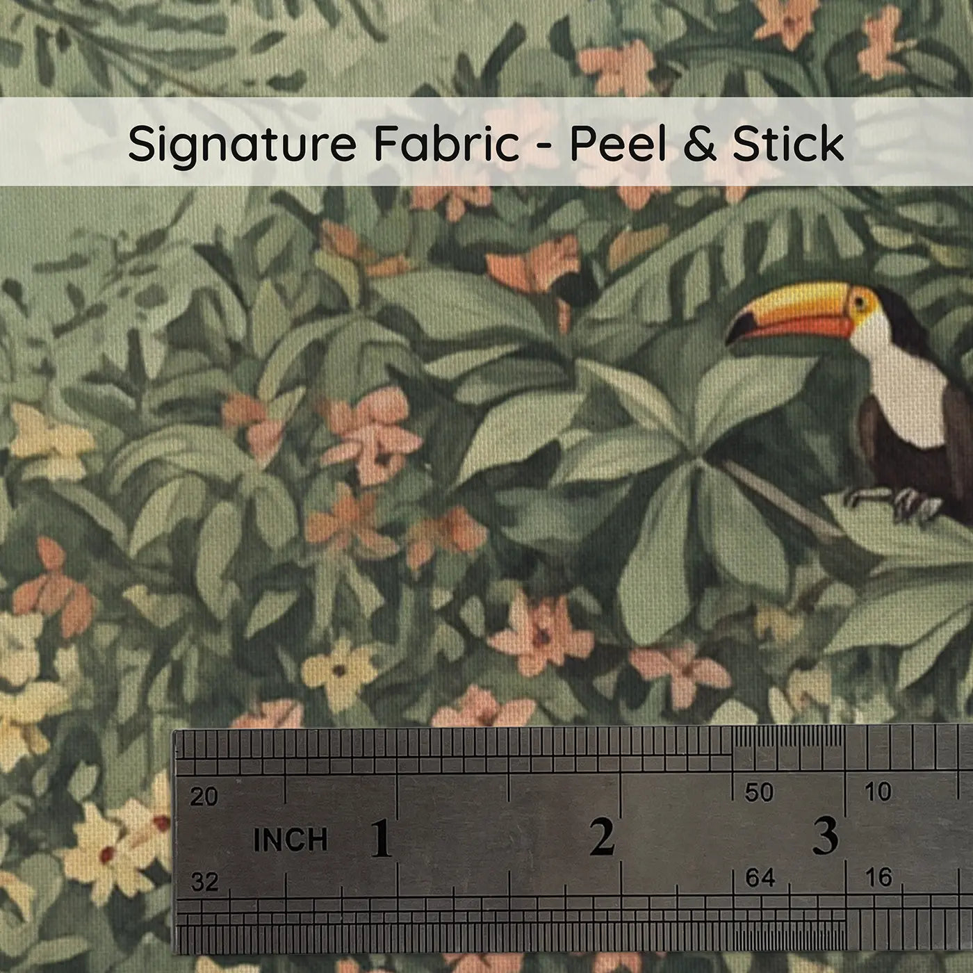Fabric texture close-up of Tropical Jungle Canopy Wallpaper Mural by Whimsy Tots
