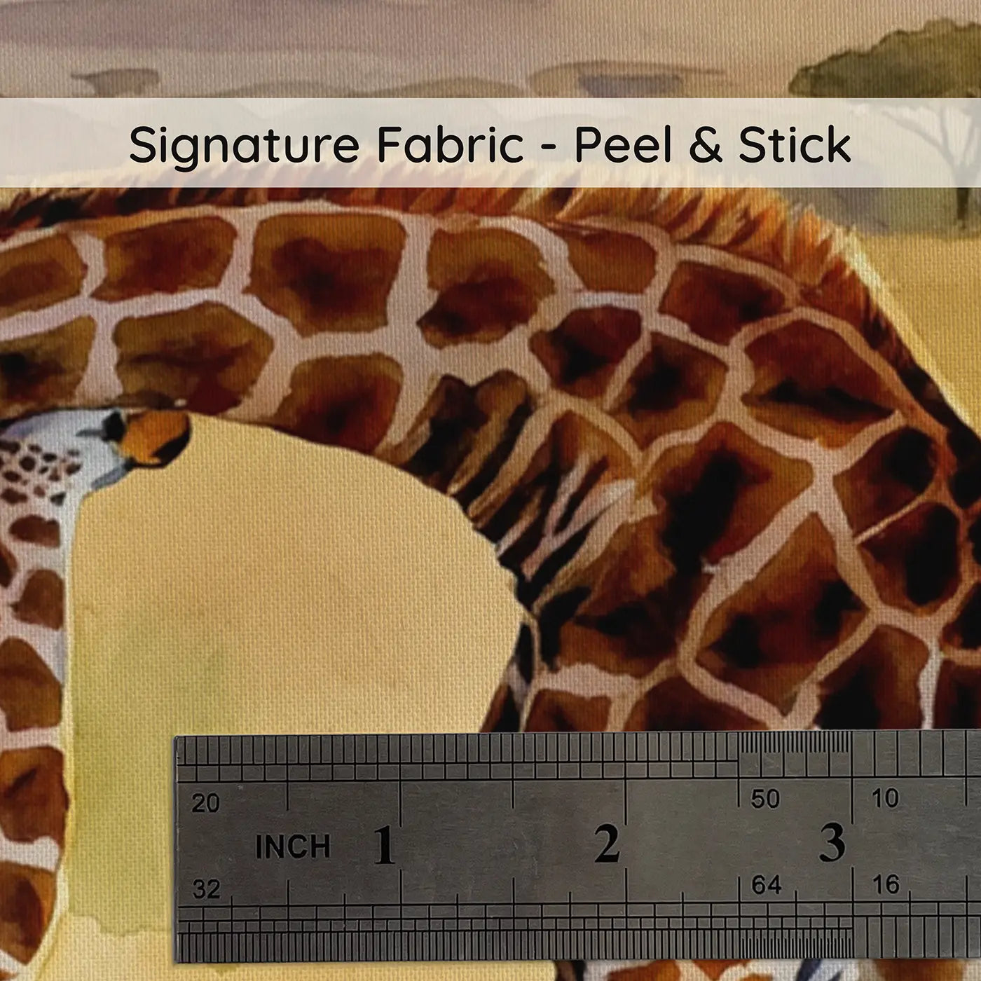 Fabric texture close-up of Golden Hour Giraffe Wallpaper Mural by Whimsy Tots