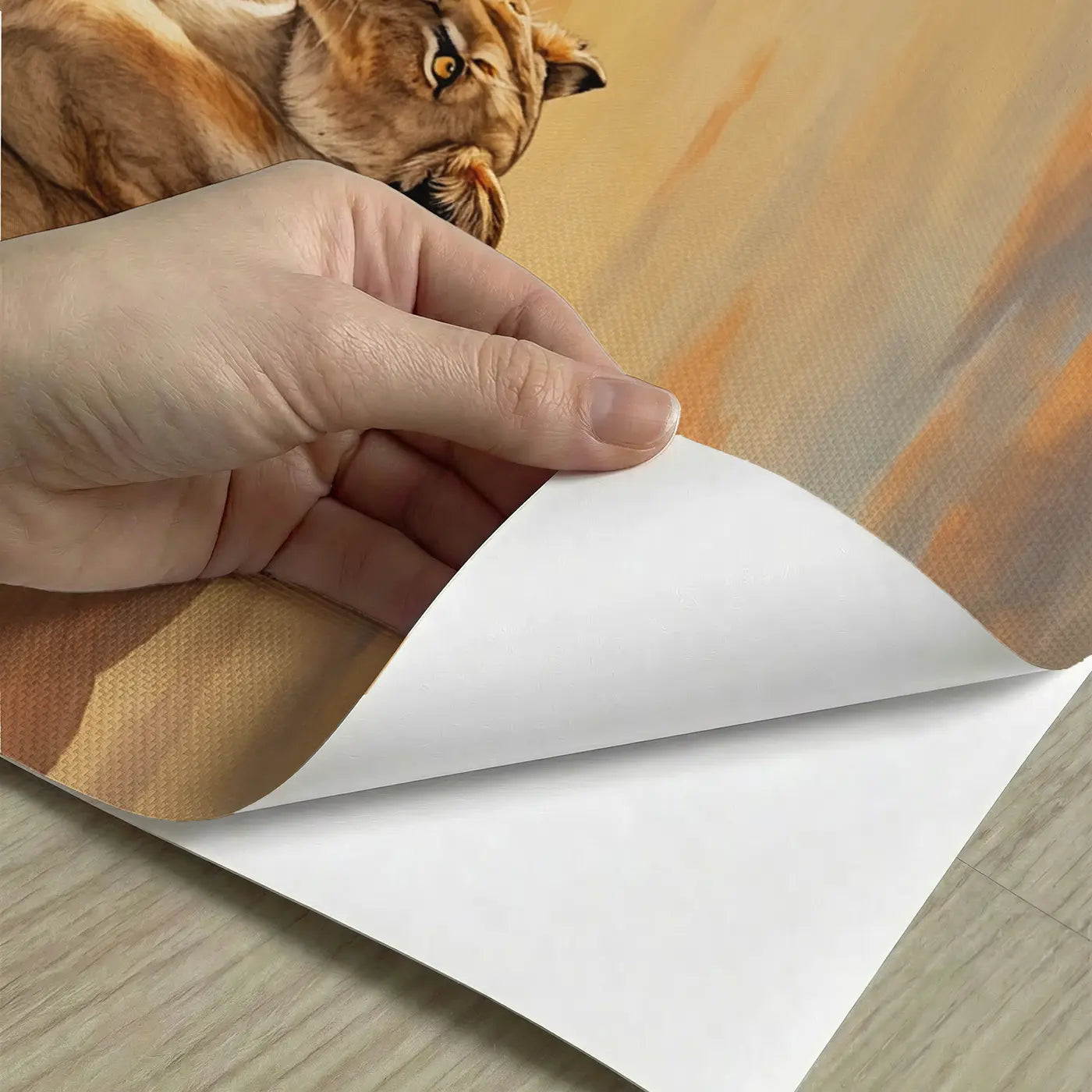 Peel-and-stick detail of Lion Cubs Rocky Hilltop Wallpaper Mural by Whimsy Tots