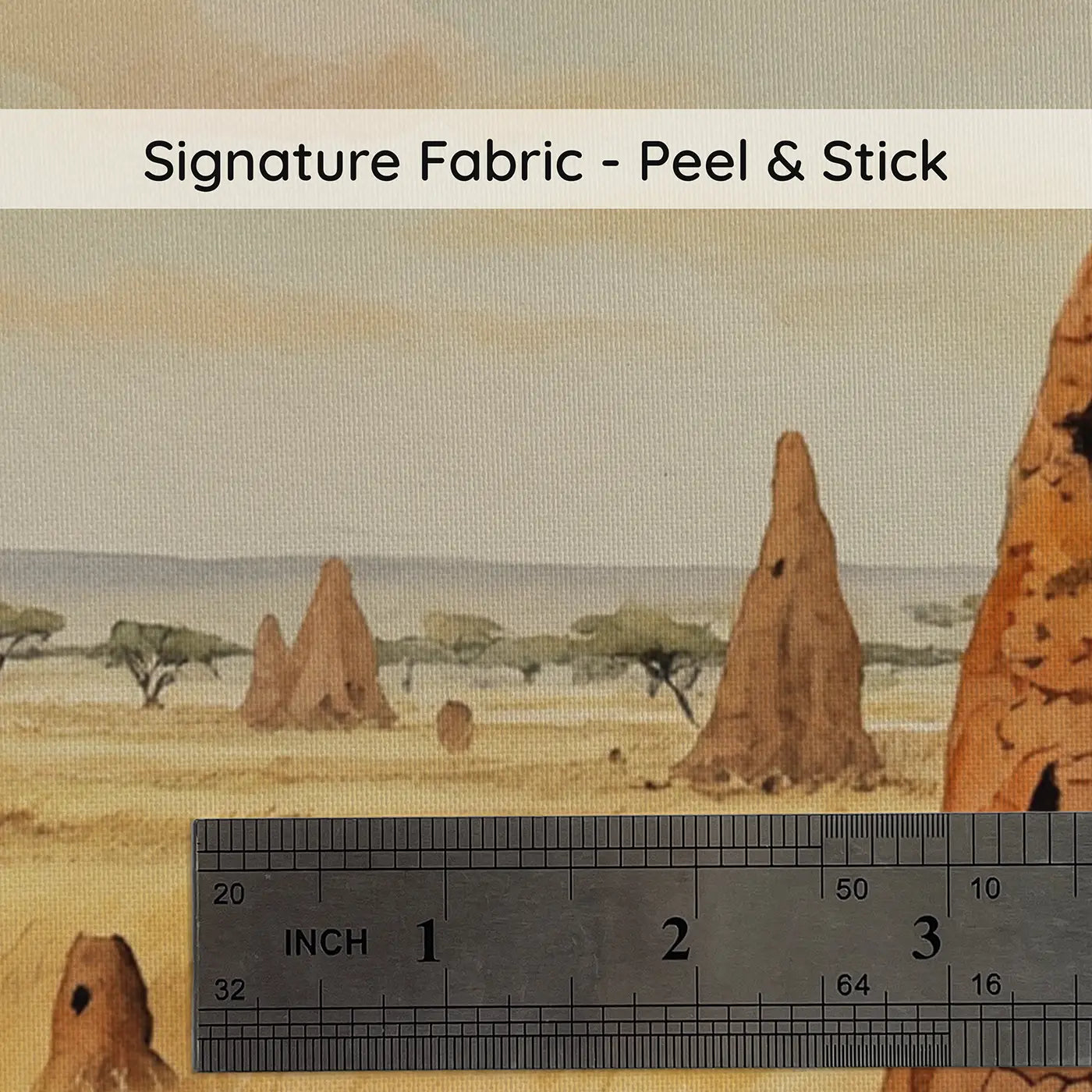 Fabric texture close-up of Savanna Termite Mound Wallpaper Mural by Whimsy Tots