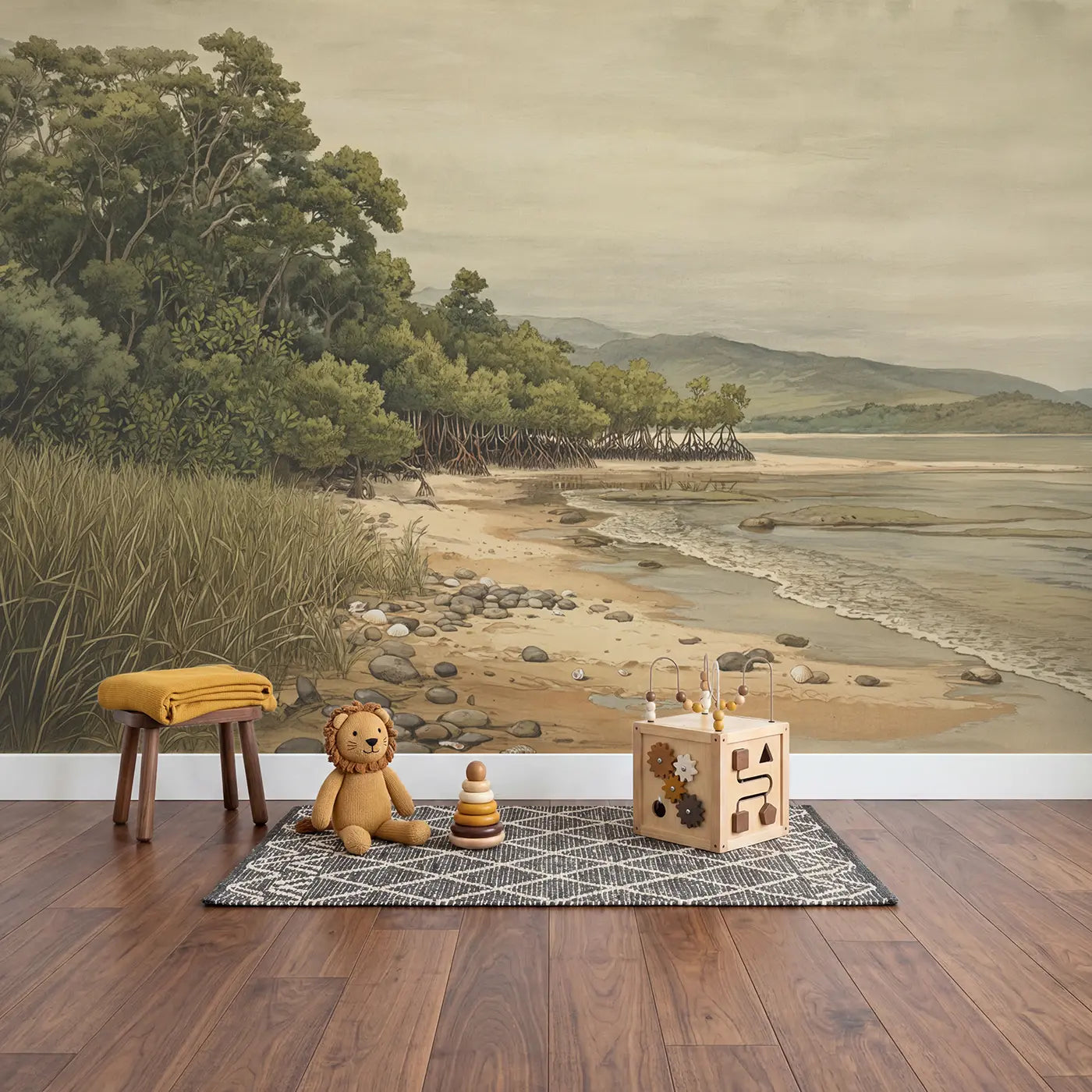 Mangrove Swamp Tangled Root Wallpaper Mural in playroom setting by Whimsy Tots