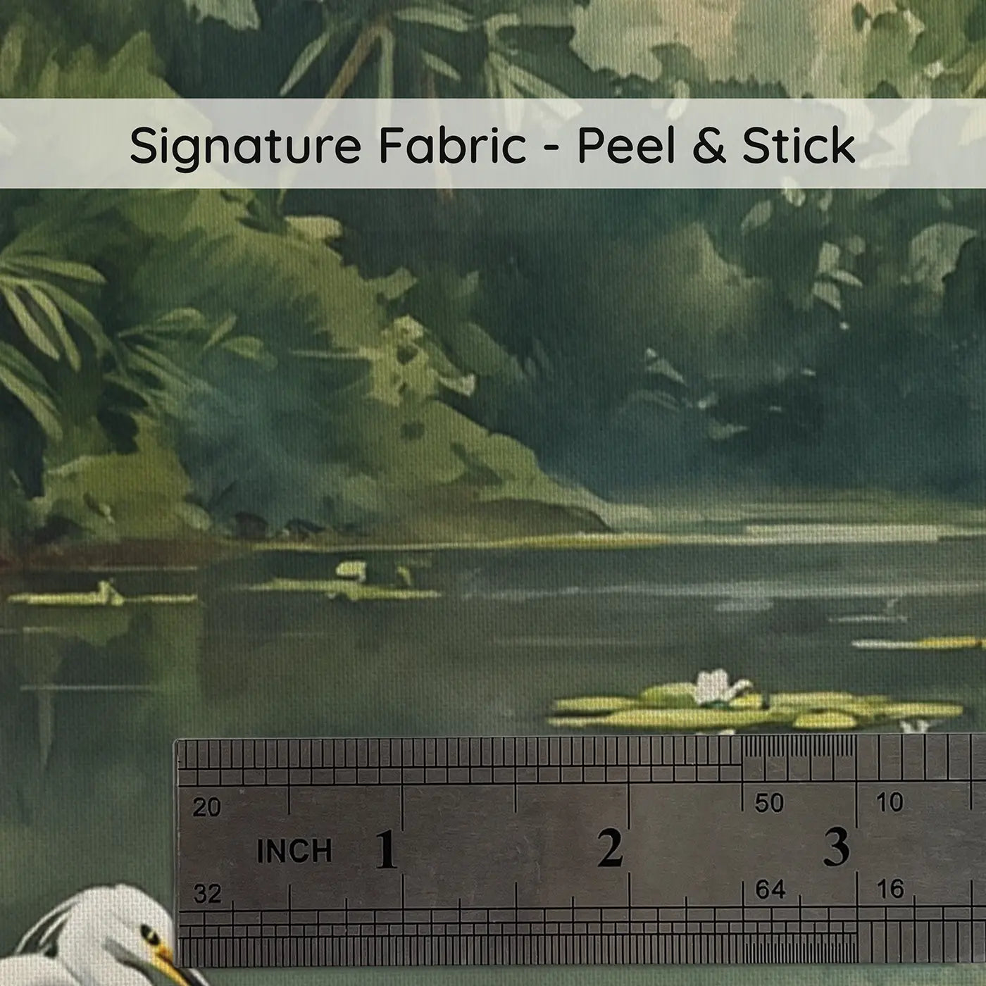 Fabric texture close-up of River Crocodile and Bird Wallpaper Mural by Whimsy Tots