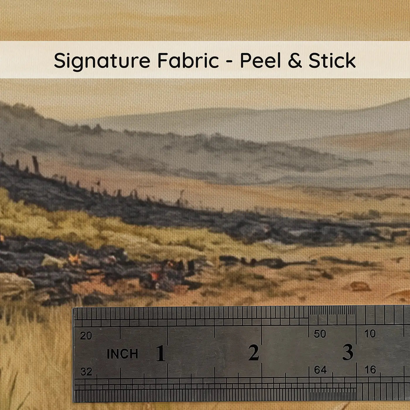 Fabric texture close-up of Grassland Fire Line Regrowth Wallpaper Mural by Whimsy Tots